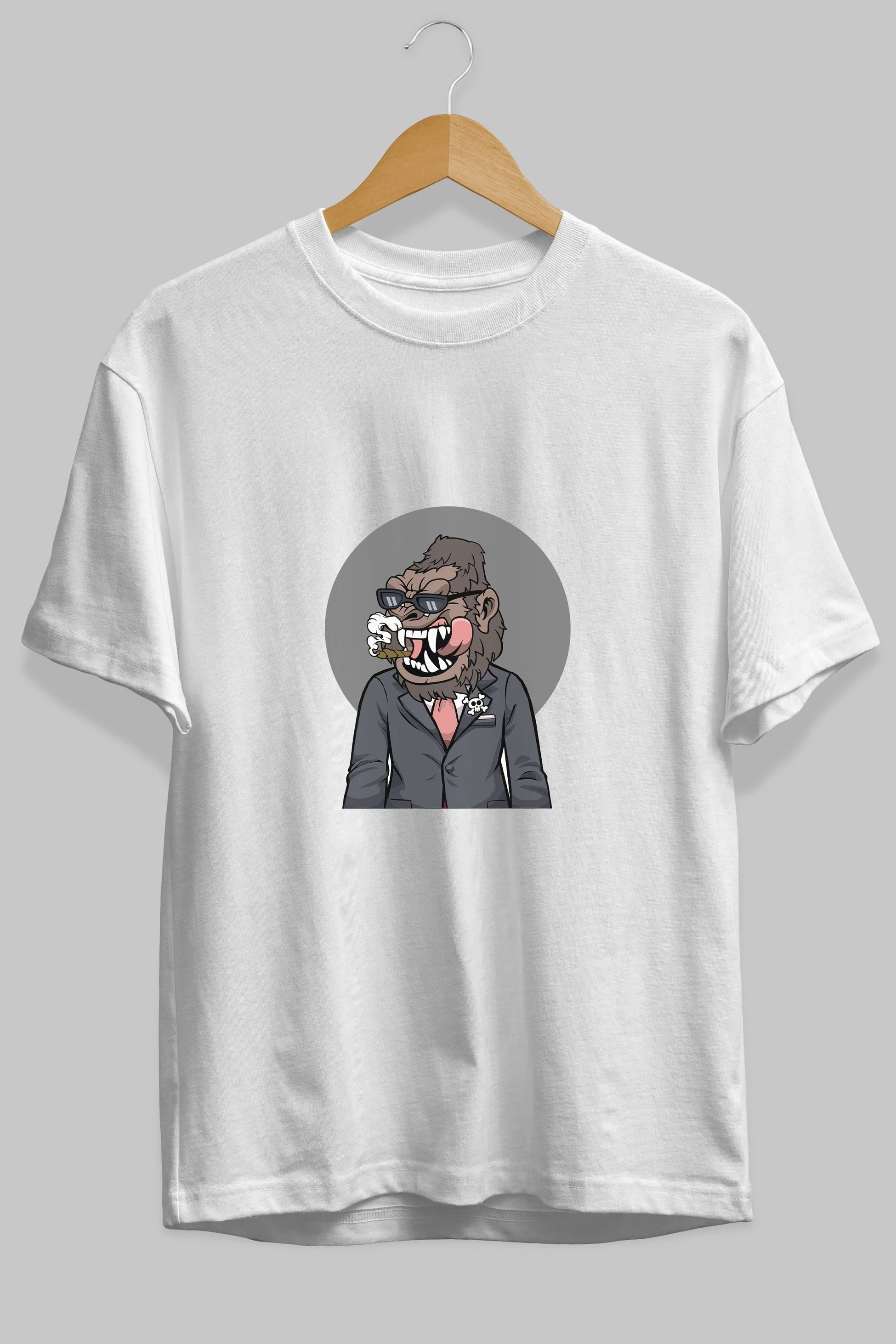 Monkey Suits Ön Baskılı Oversize t-shirt Erkek Kadın Unisex %100 Pamuk tişort
