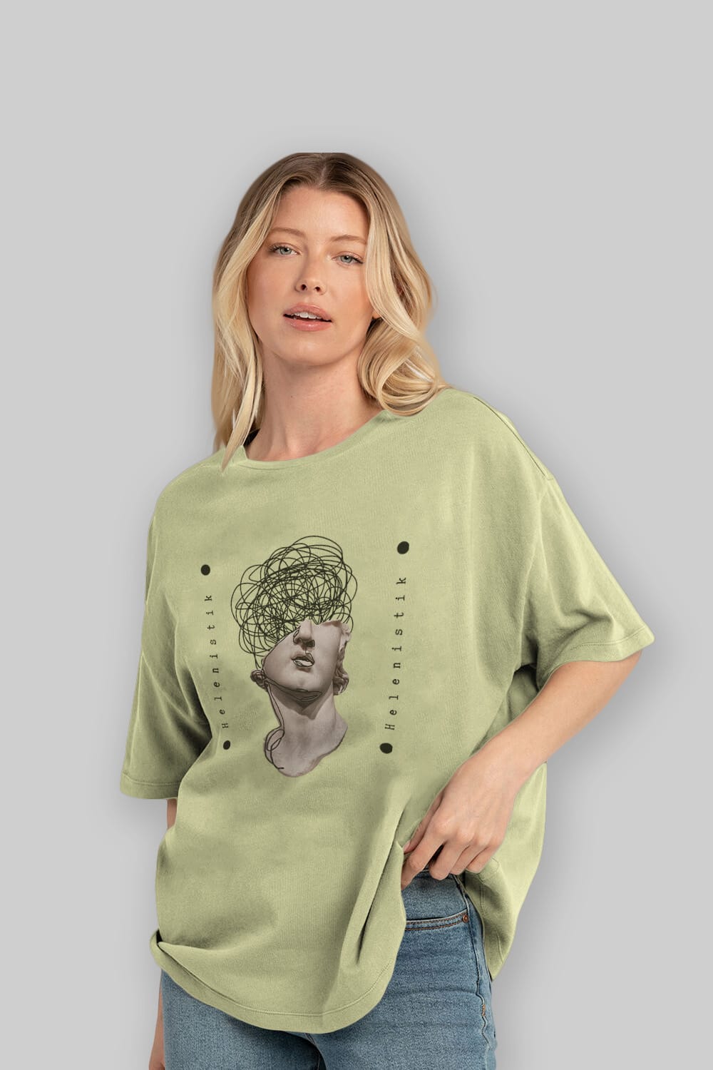 Heykel 2 Ön Baskılı Oversize t-shirt Erkek Kadın Unisex