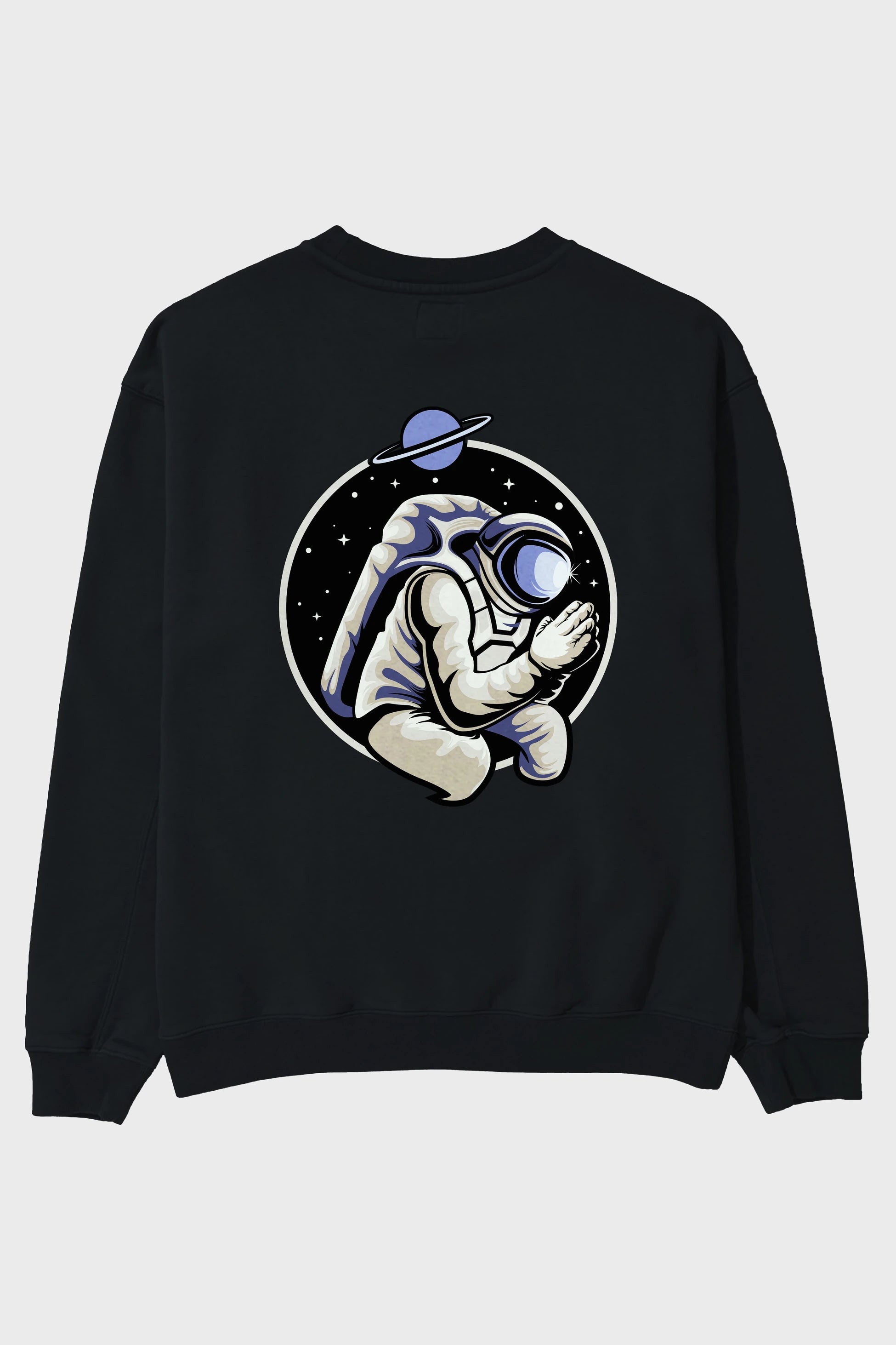 Astronaut Praying Arka Baskılı Oversize Sweatshirt Erkek Kadın Unisex