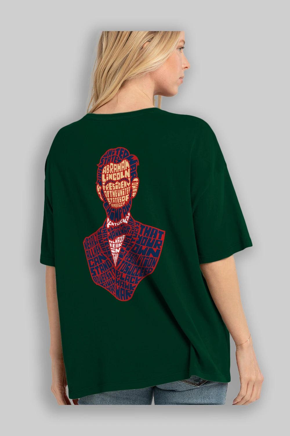 Abraham Lincoln Arka Baskılı Oversize t-shirt %100 pamuk Erkek Kadın Unisex