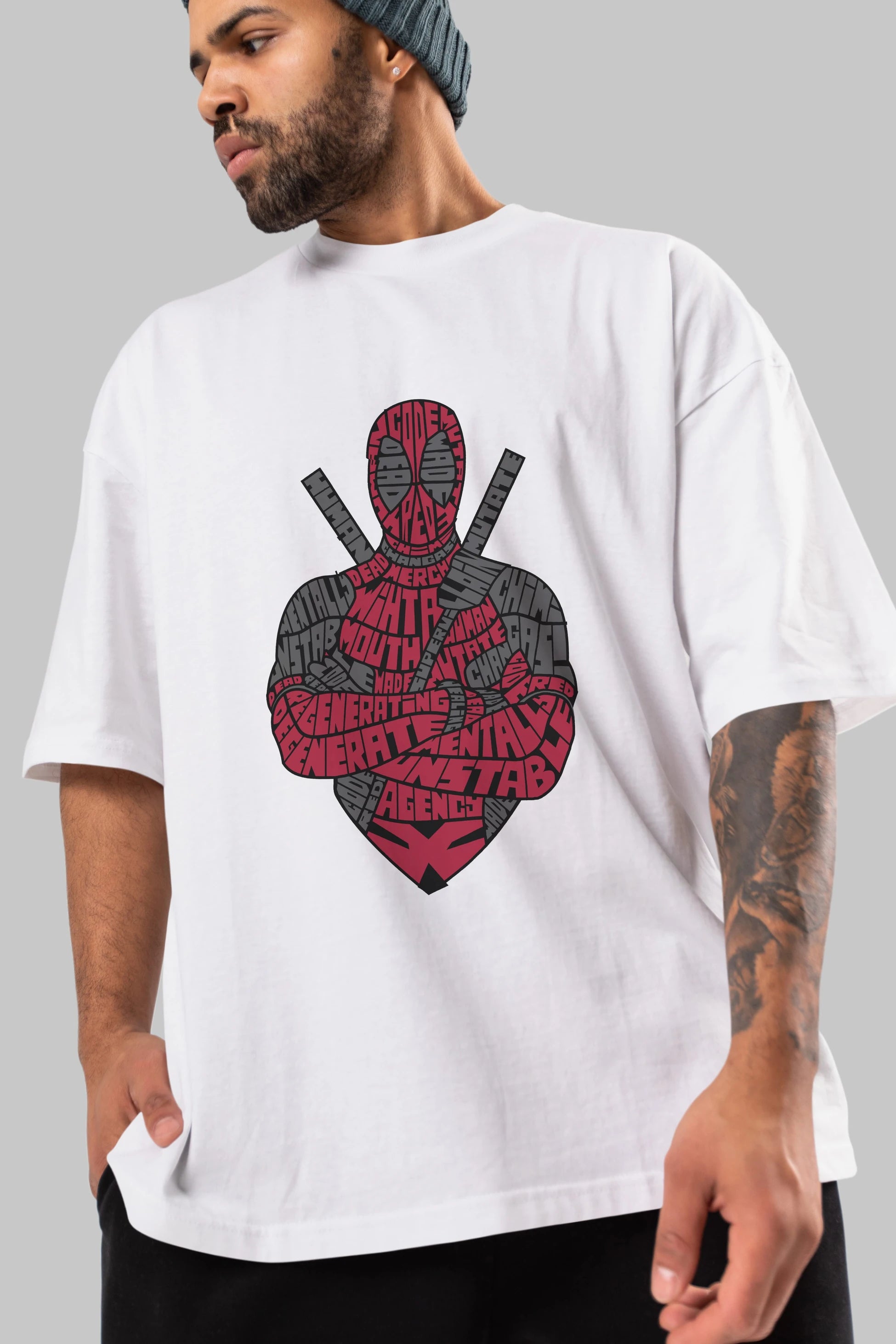 Dead Red Ön Baskılı Oversize t-shirt %100 pamuk Erkek Kadın Unisex