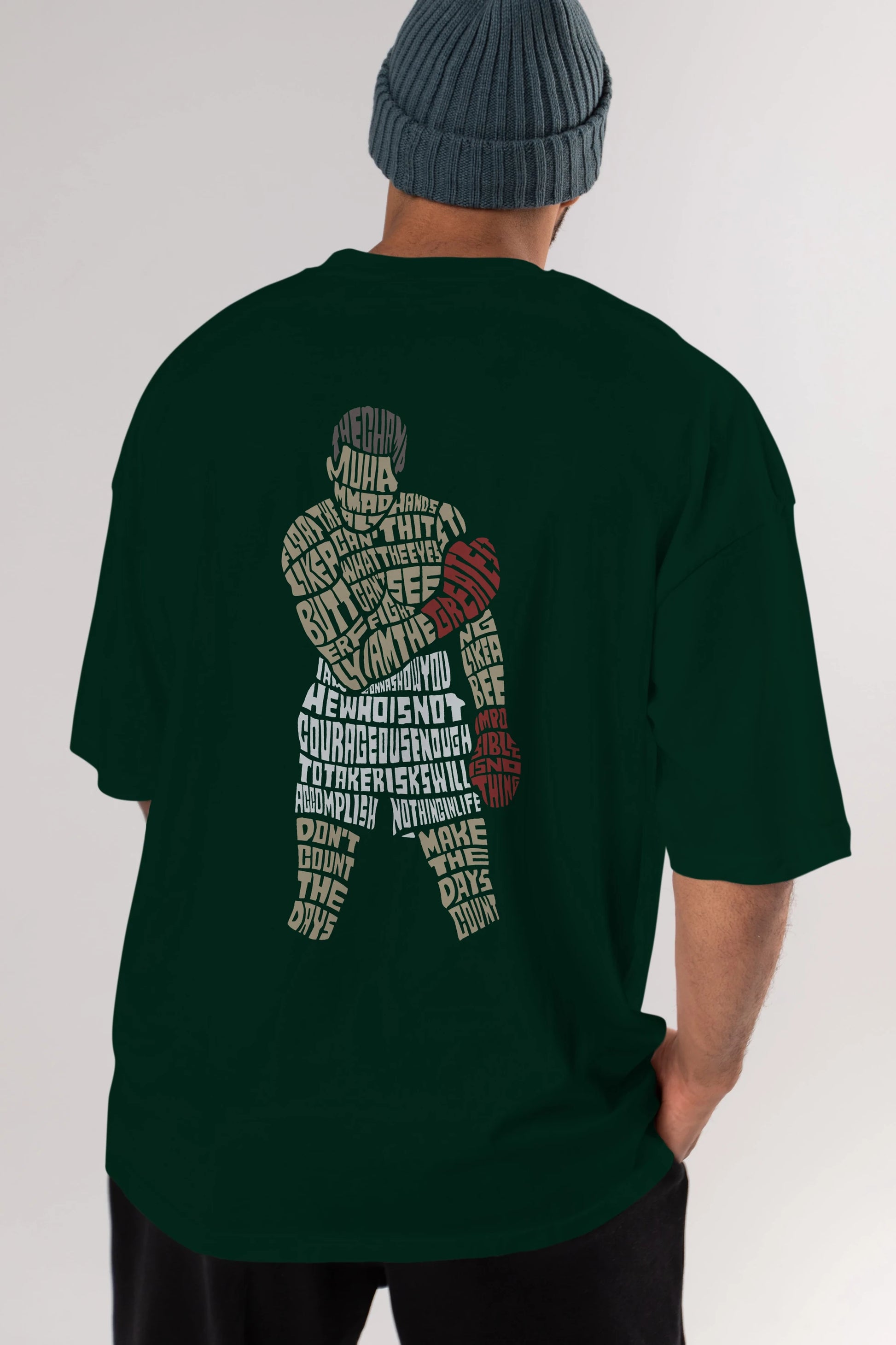 The Champ Muhammad Ali Arka Baskılı Oversize t-shirt %100 pamuk Erkek Kadın Unisex