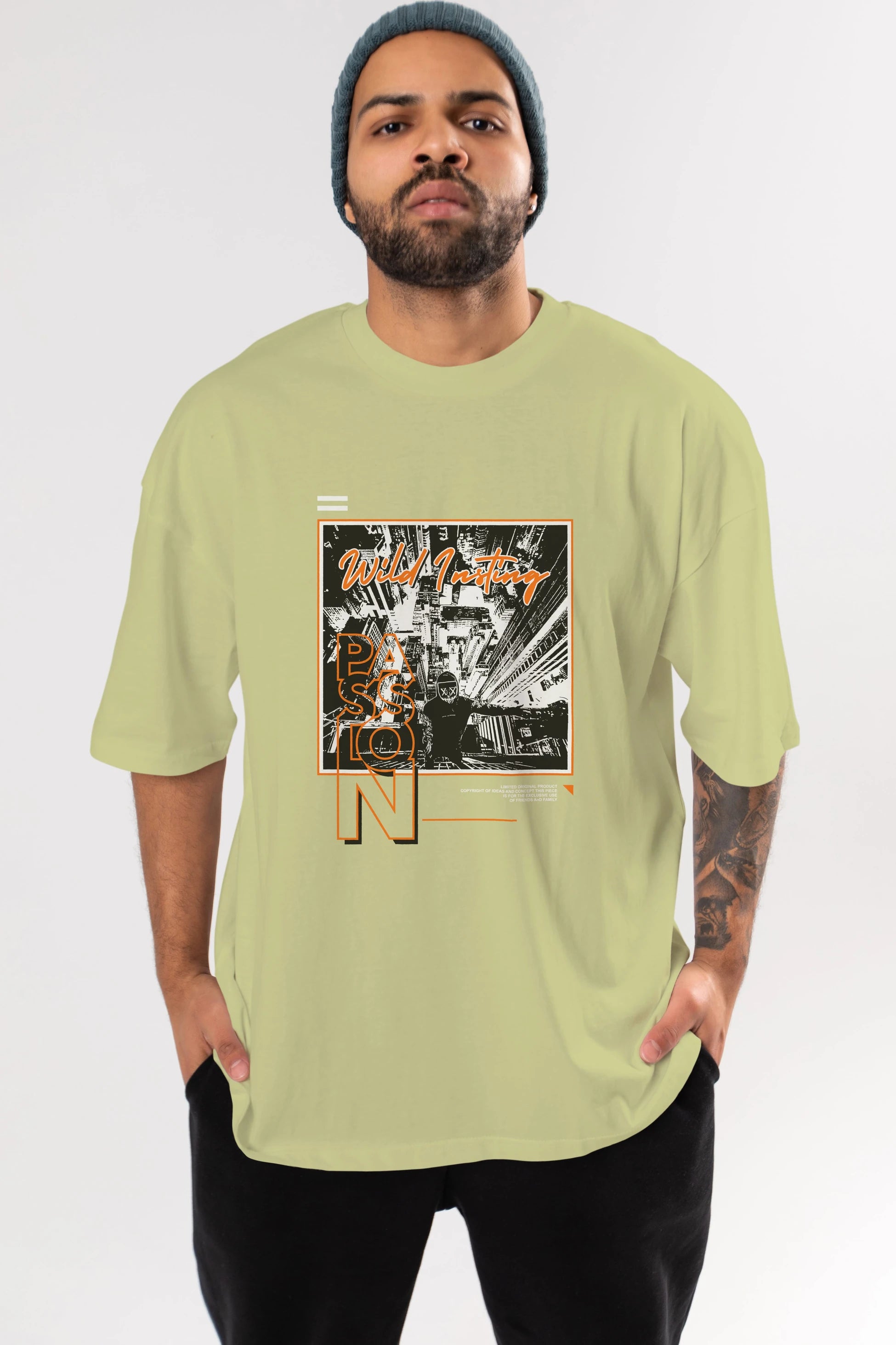 Wild Passion Ön Baskılı Oversize t-shirt Erkek Kadın Unisex
