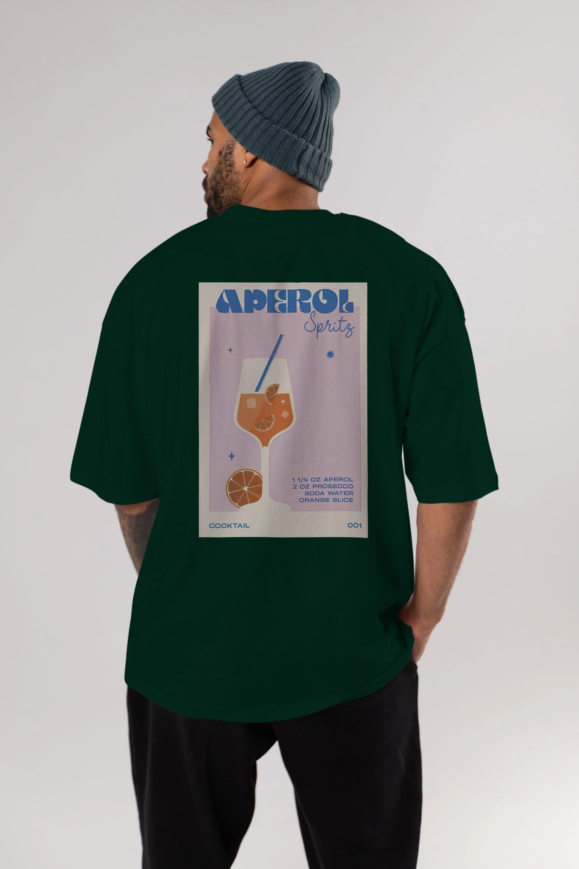 Aperol Spritz Arka Baskılı Oversize t-shirt Erkek Kadın Unisex %100 Pamuk Bisiklet Yaka tişort
