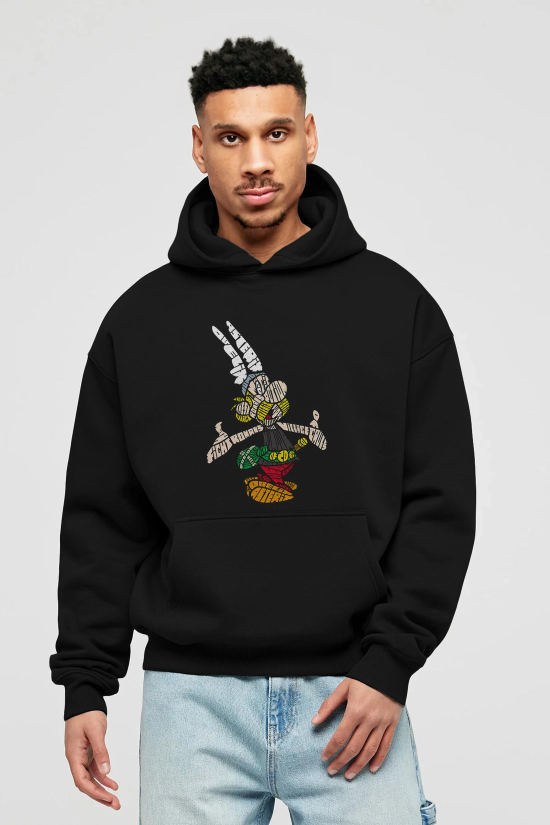 Asterix Ön Baskılı Hoodie Oversize Kapüşonlu Sweatshirt Erkek Kadın Unisex