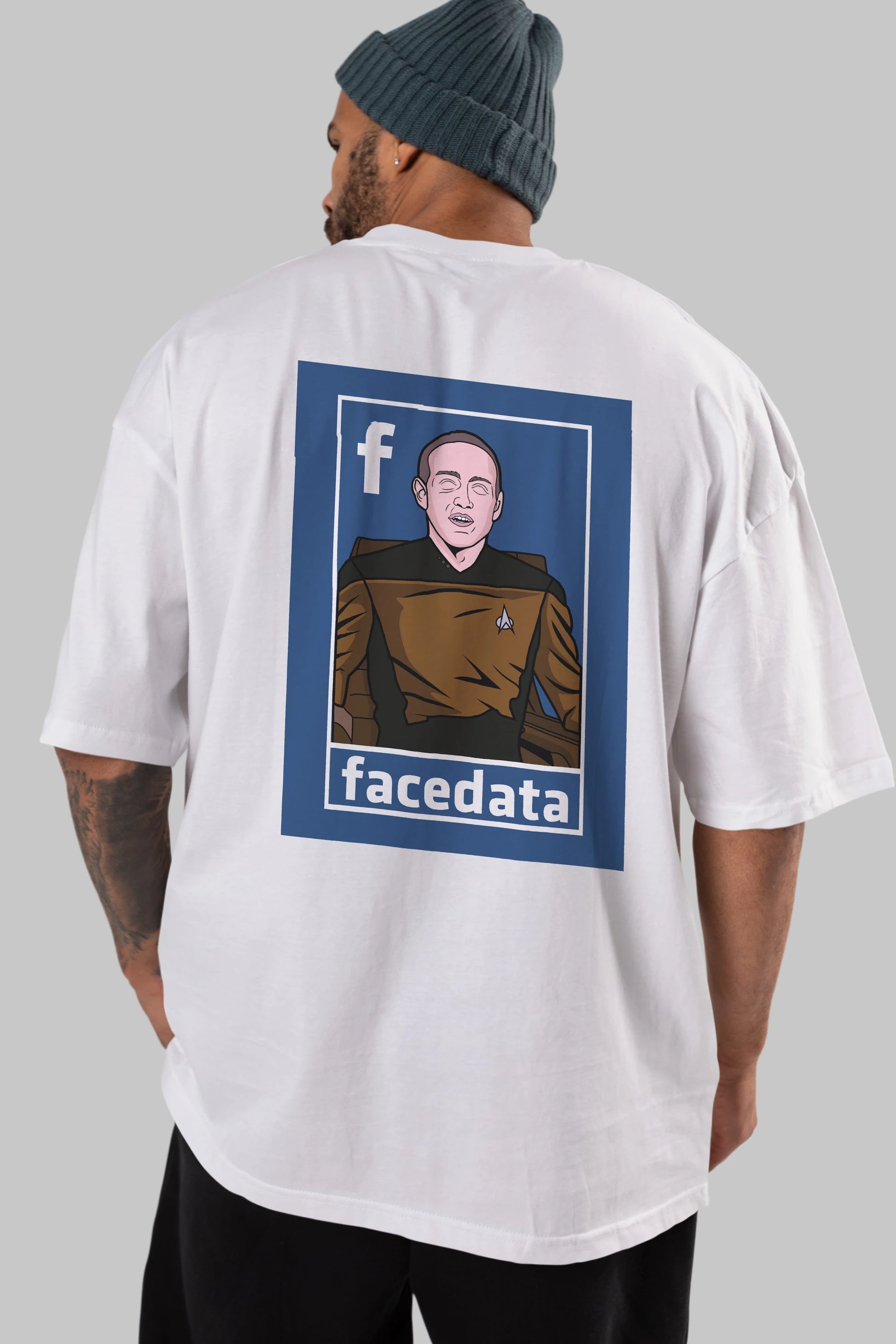 Zukerberg Data Arka Baskılı Oversize t-shirt Erkek Kadın Unisex %100 Pamuk tişort
