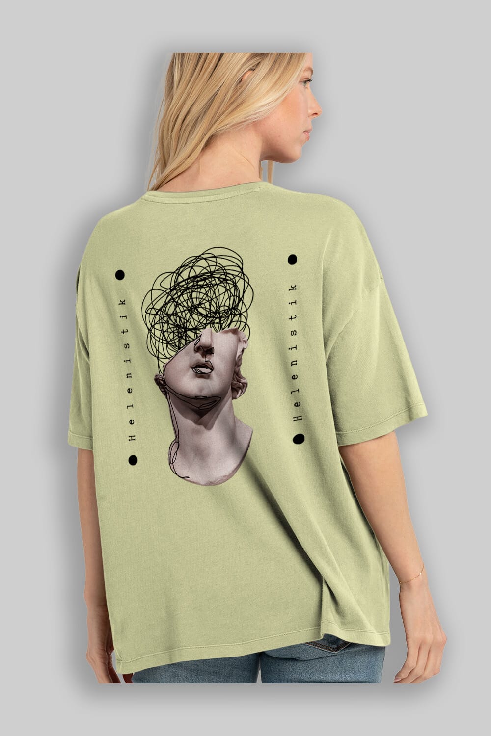 Heykel 2 Arka Baskılı Oversize t-shirt Erkek Kadın Unisex