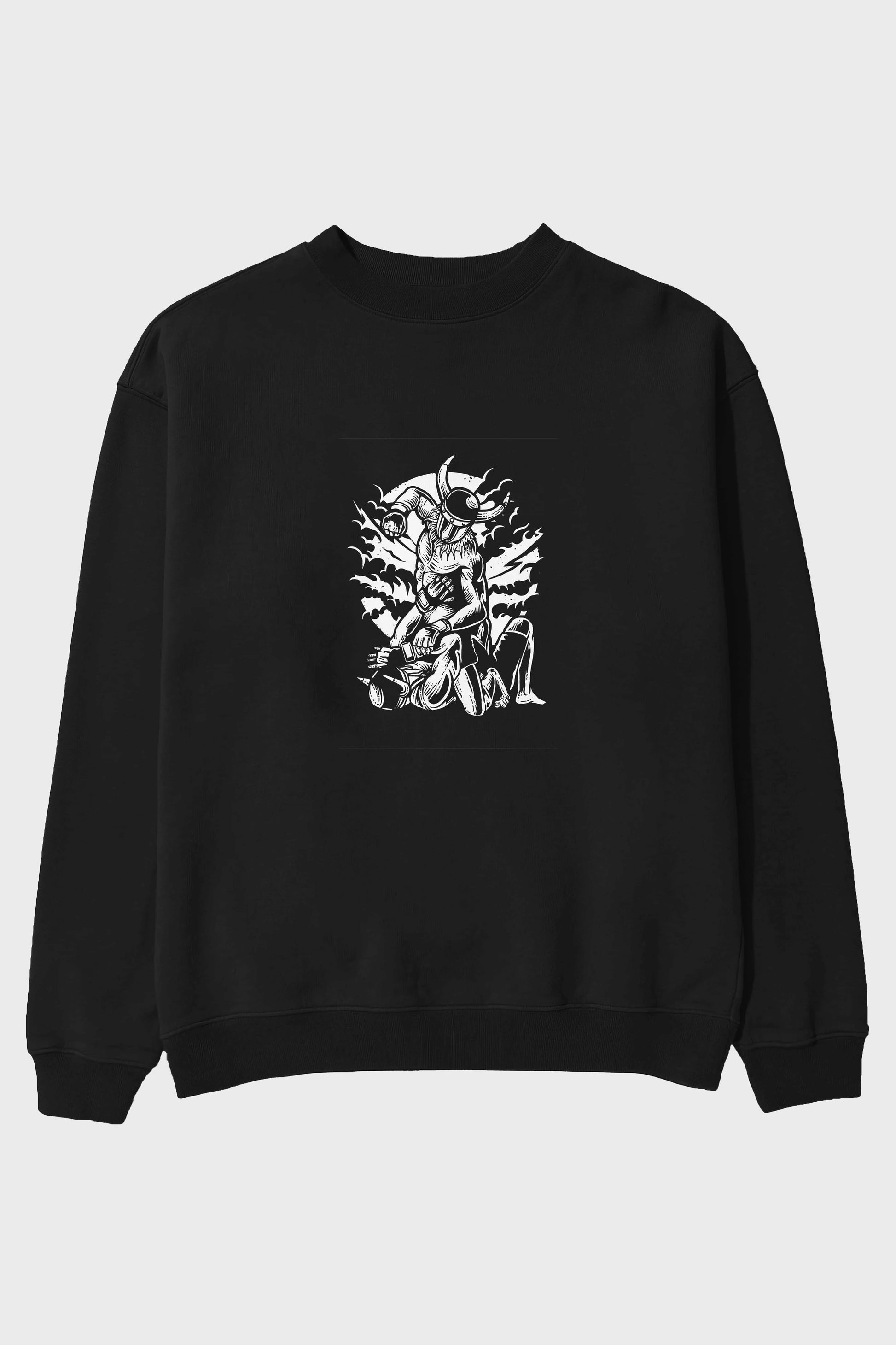 Viking MMA Fighter Ön Baskılı Oversize Sweatshirt Erkek Kadın Unisex