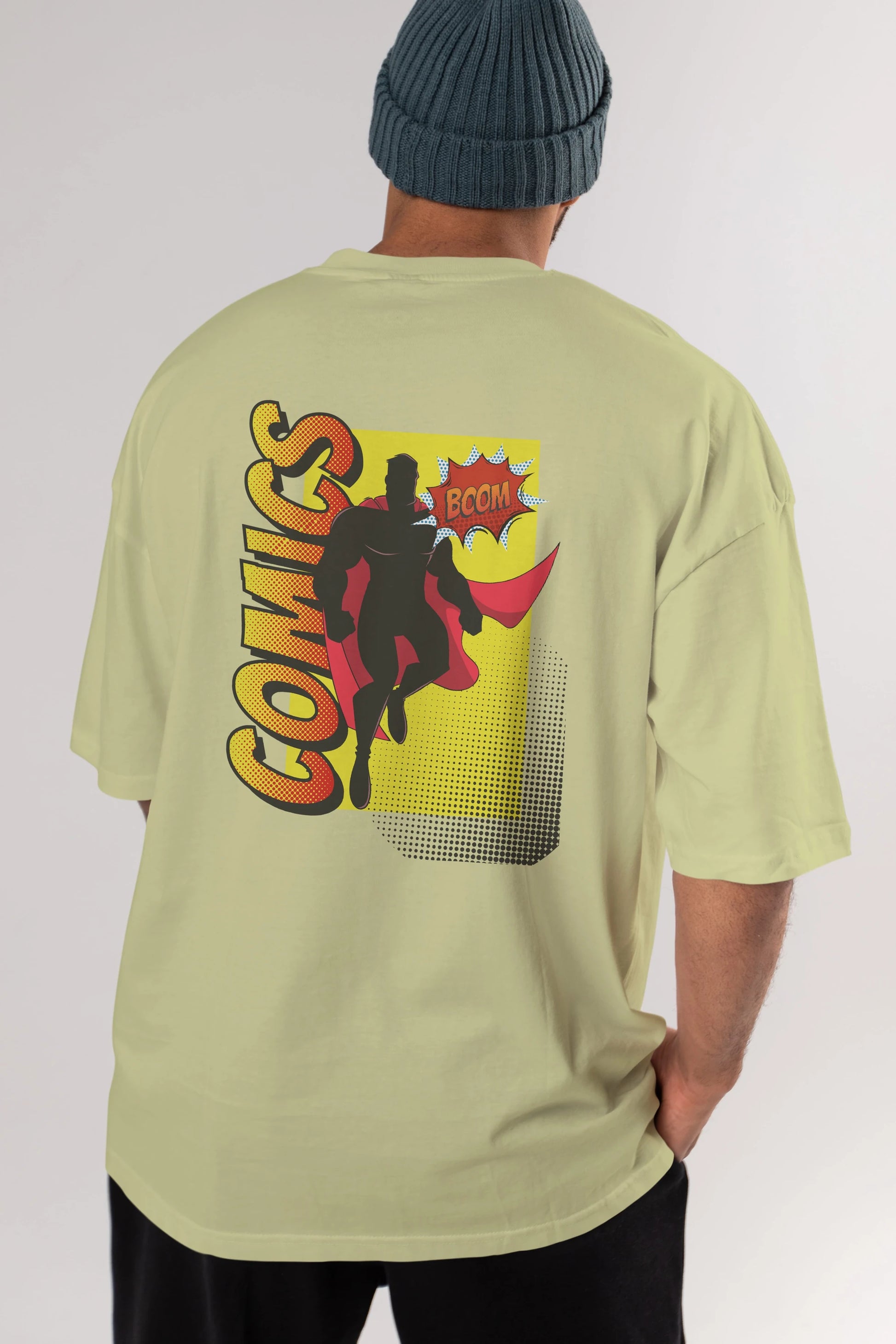 Comics Boom Arka Baskılı Oversize t-shirt Erkek Kadın Unisex