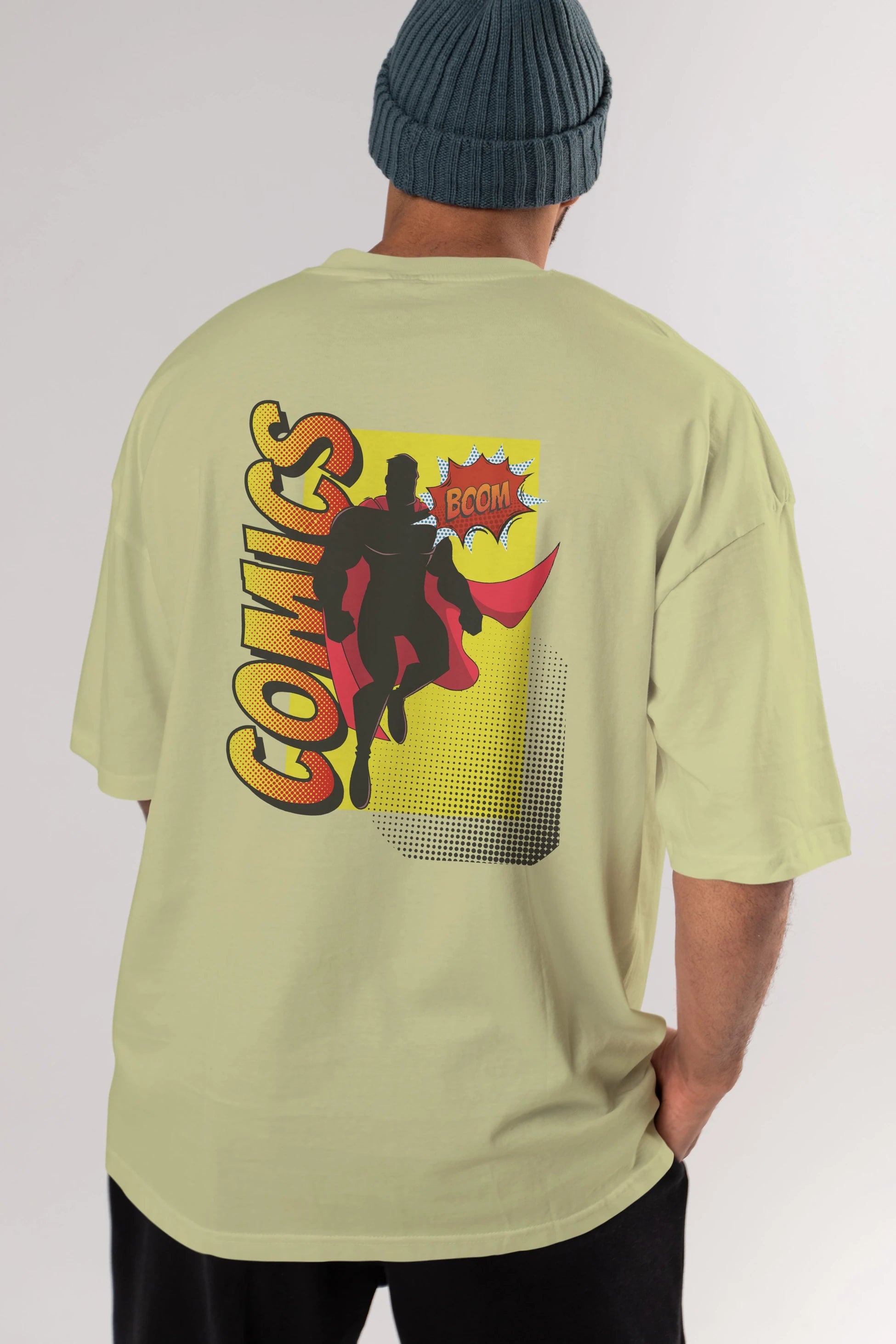 Comics Boom Arka Baskılı Oversize t-shirt Erkek Kadın Unisex