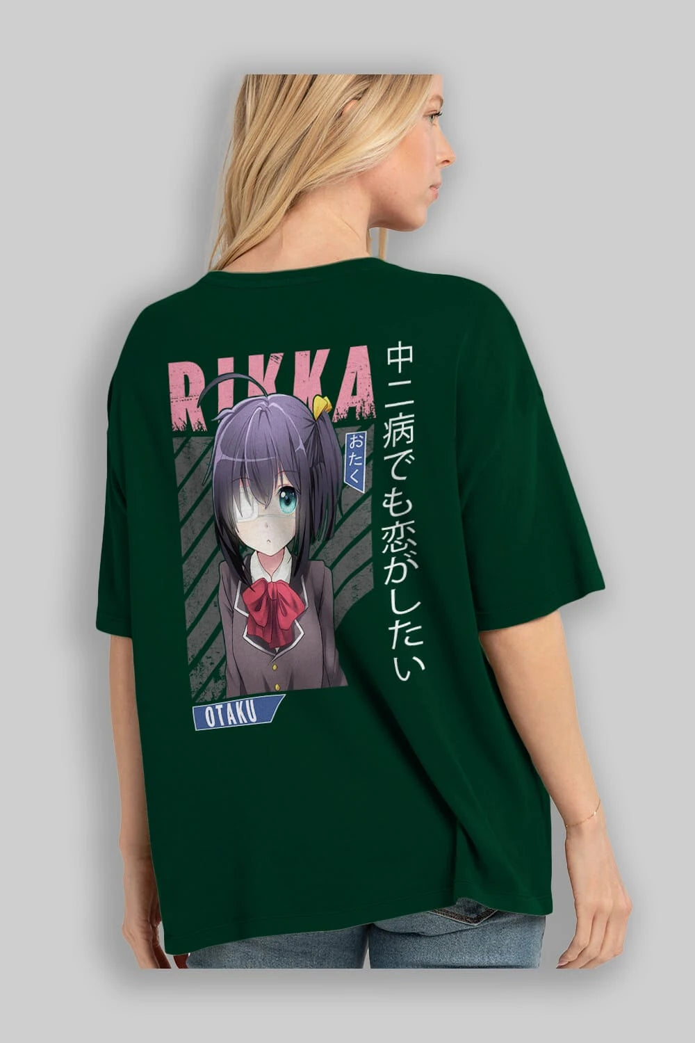 Rikka Takanashi 9 Anime Arka Baskılı Oversize t-shirt Erkek Kadın Unisex