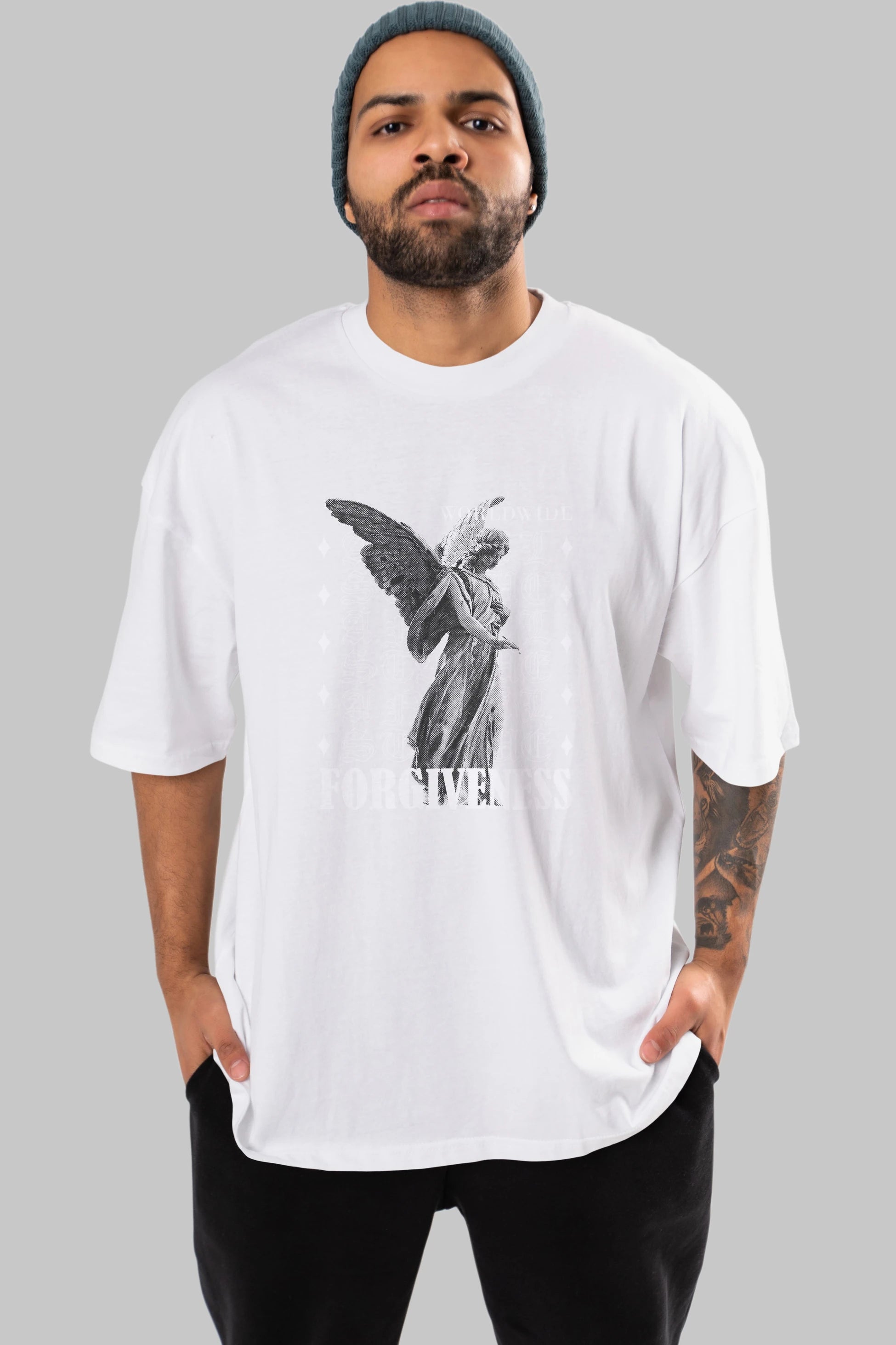 Angel Forgiveness Ön Baskılı Oversize t-shirt Erkek Kadın Unisex
