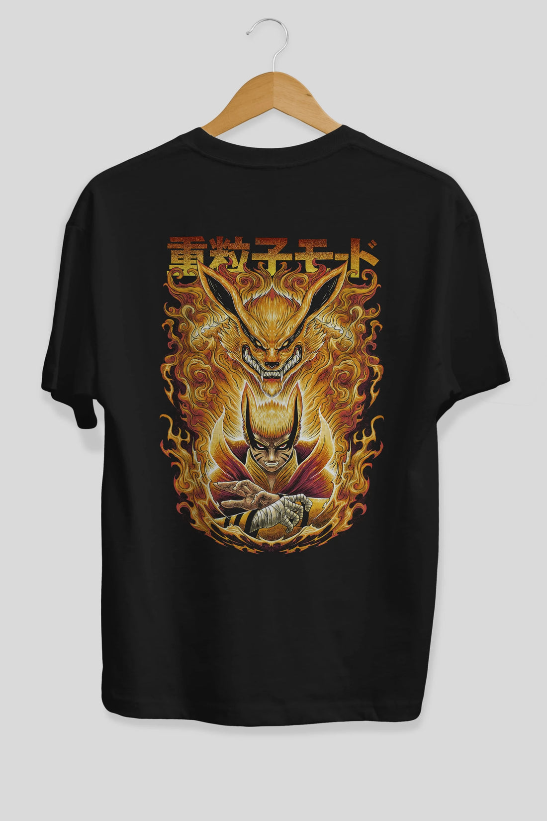 NARUTO KYUUBI 1 Anime Arka Baskılı Oversize t-shirt Erkek Kadın Unisex