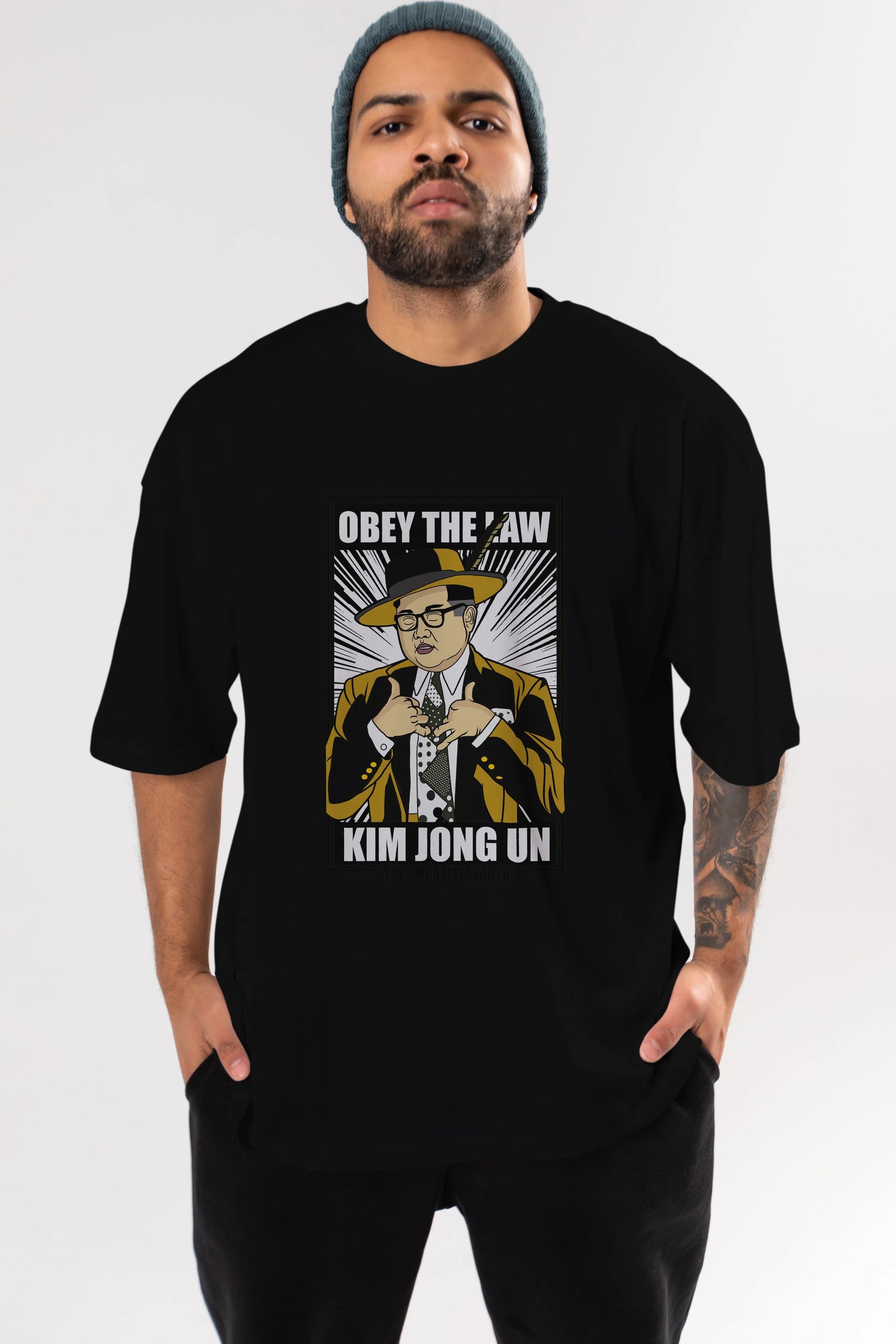 The Mask Jong Un Ön Baskılı Oversize t-shirt Erkek Kadın Unisex %100 Pamuk tişort