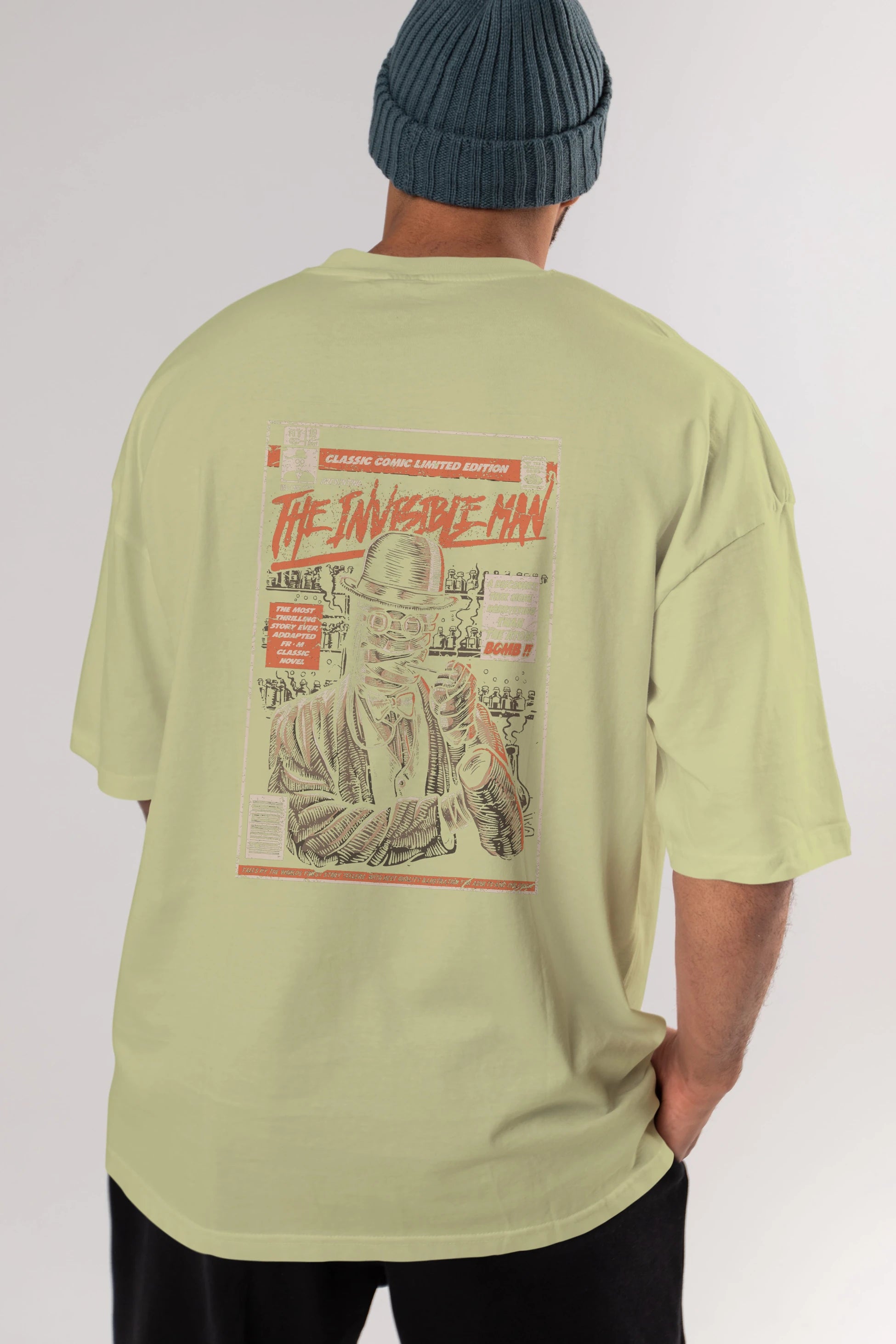 The Invisible Man Arka Baskılı Oversize t-shirt Erkek Kadın Unisex %100 Pamuk