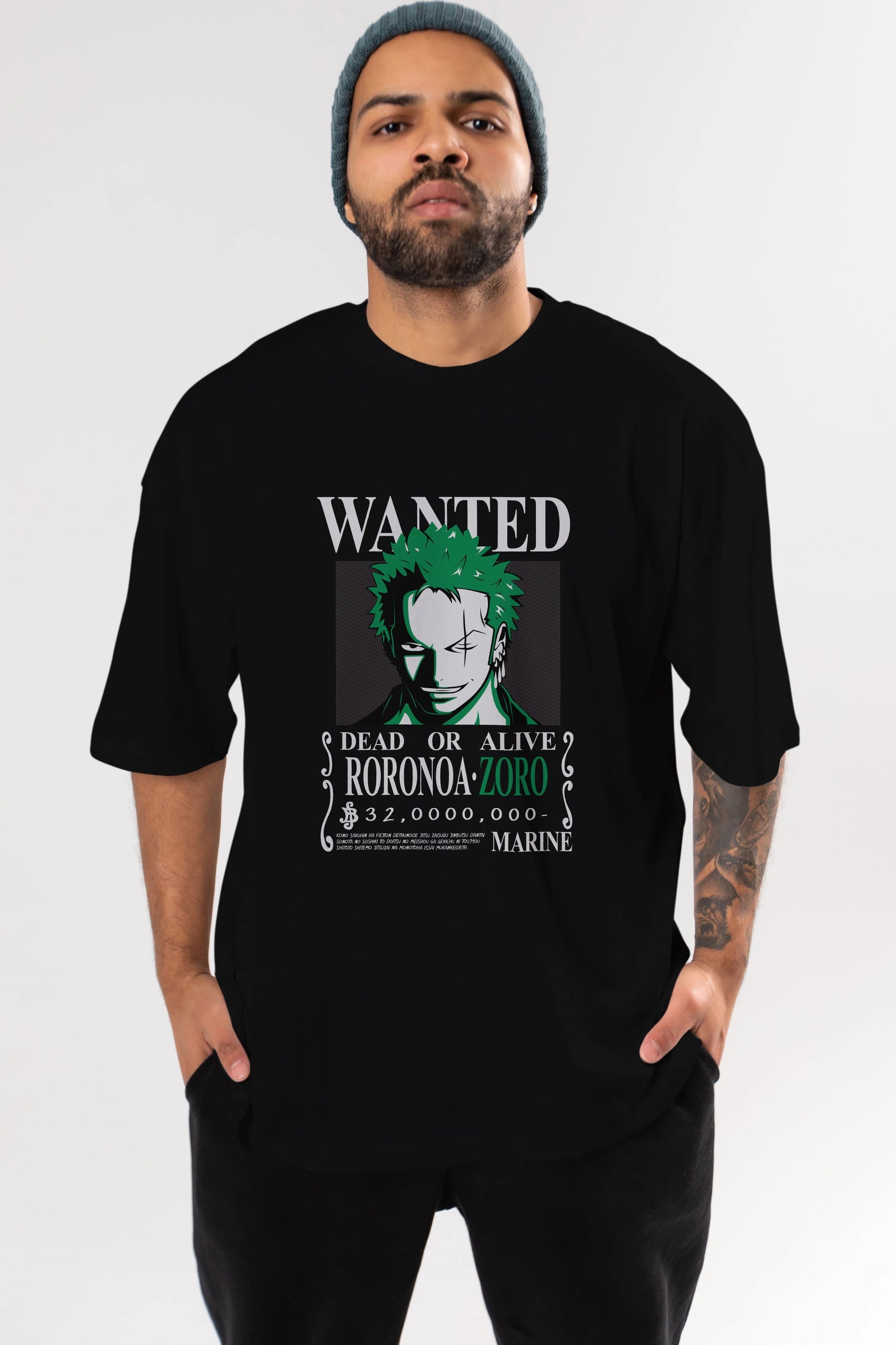 Roronoa Zoro Anime Ön Baskılı Oversize t-shirt Erkek Kadın Unisex
