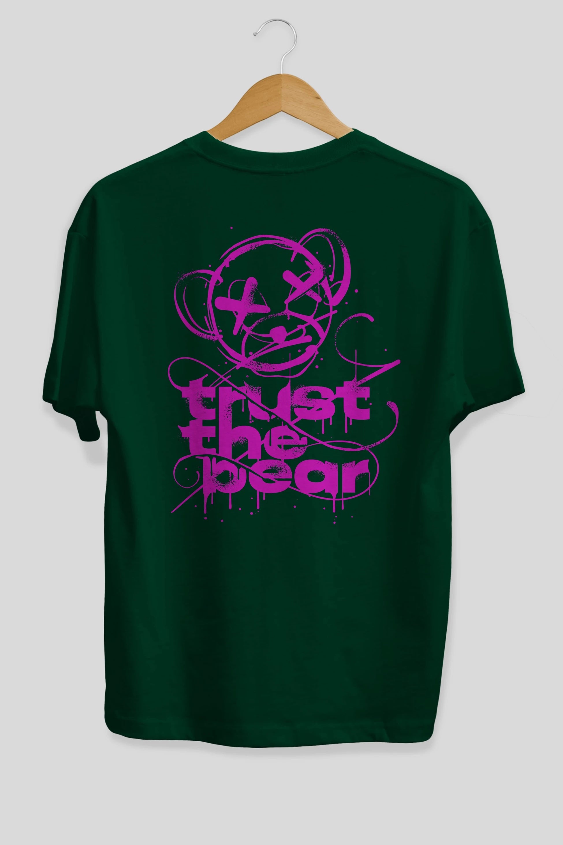 Trust The Bear 2 Arka Baskılı Oversize t-shirt Erkek Kadın Unisex