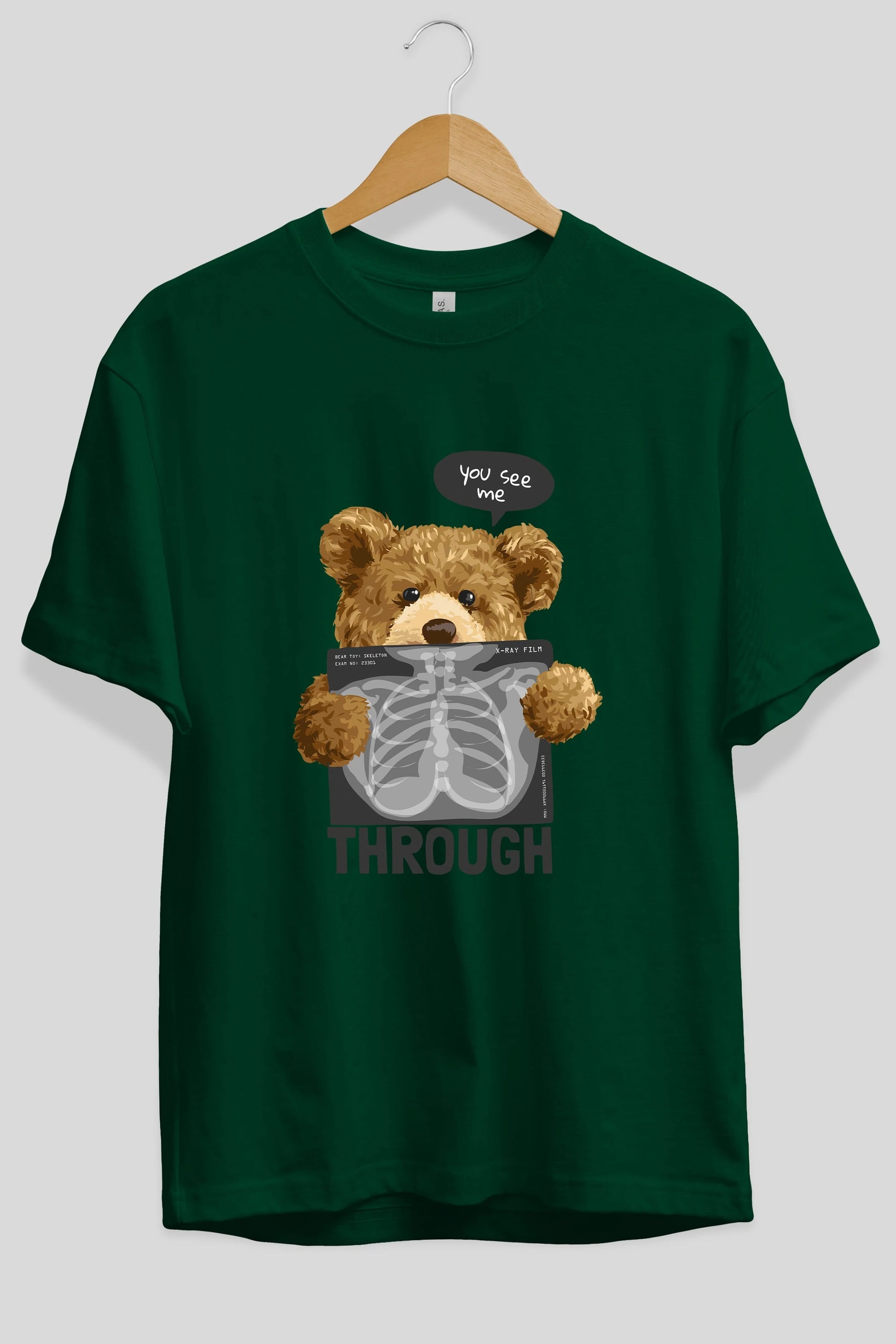 Teddy Bear Trough Ön Baskılı Oversize t-shirt Erkek Kadın Unisex %100 Pamuk