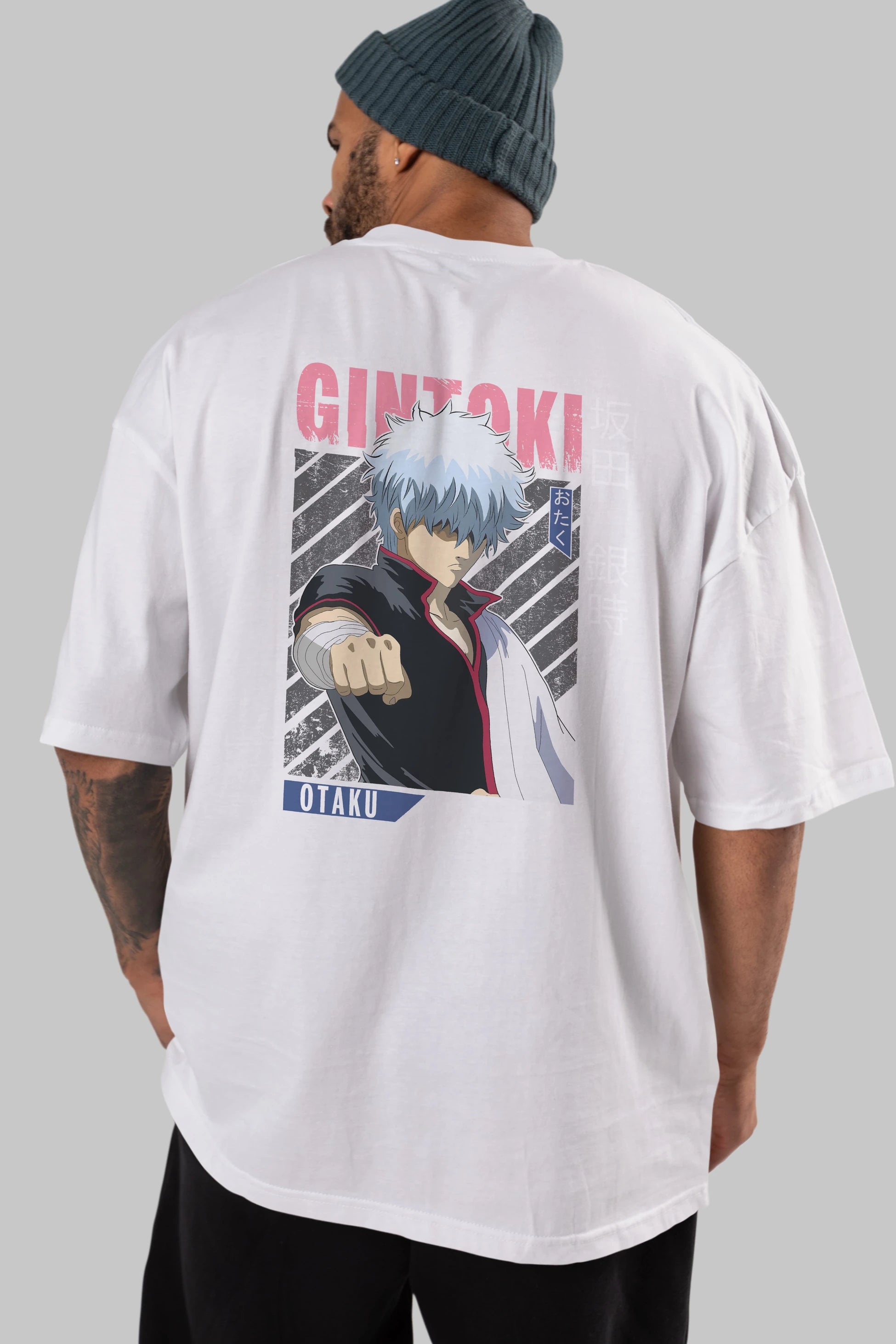 Gintoki Sakata GINTAMA 2 Anime Arka Baskılı Oversize t-shirt Erkek Kadın Unisex
