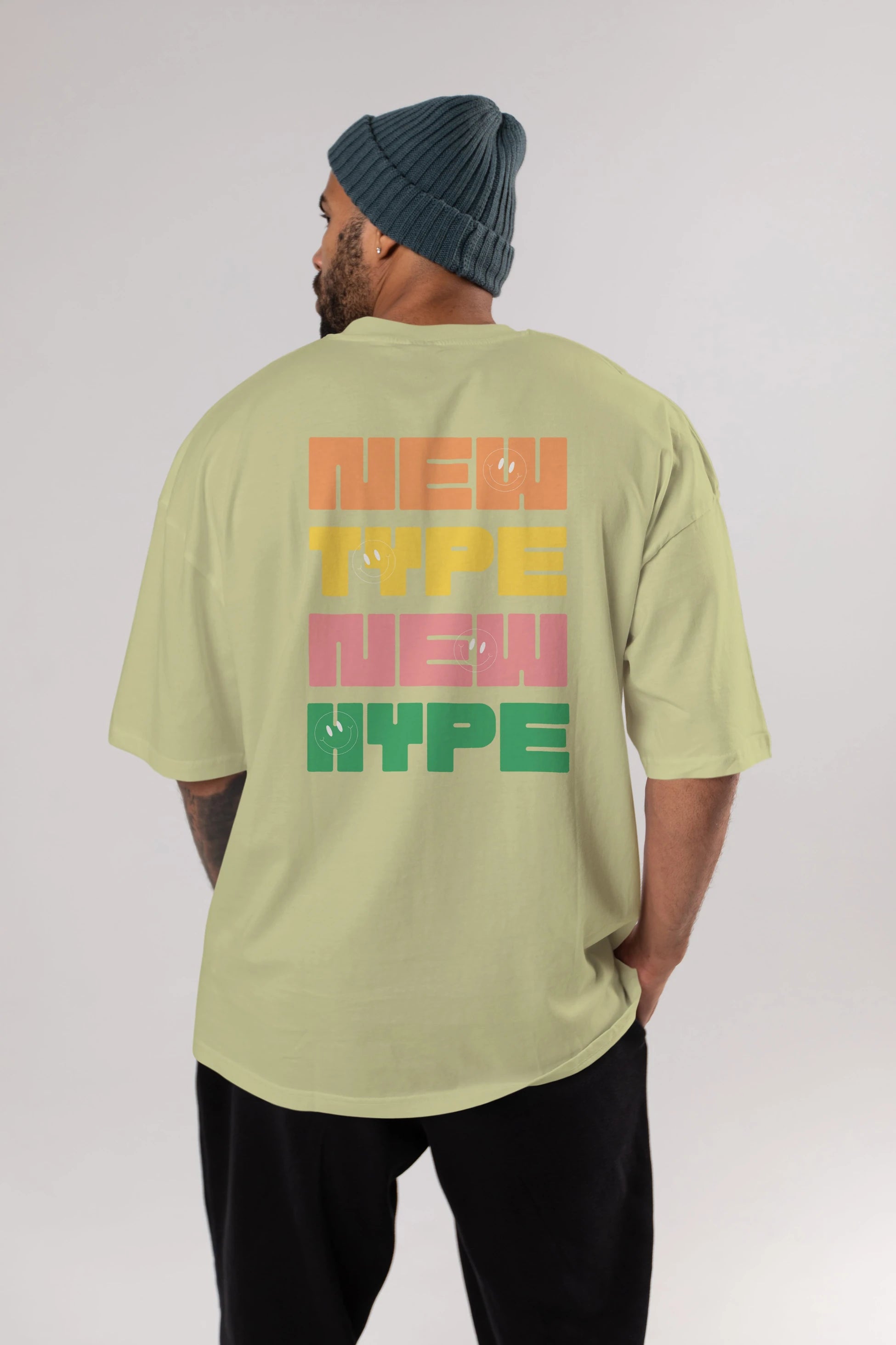 New Type New Hype Yazılı Arka Baskılı Oversize t-shirt Erkek Kadın Unisex