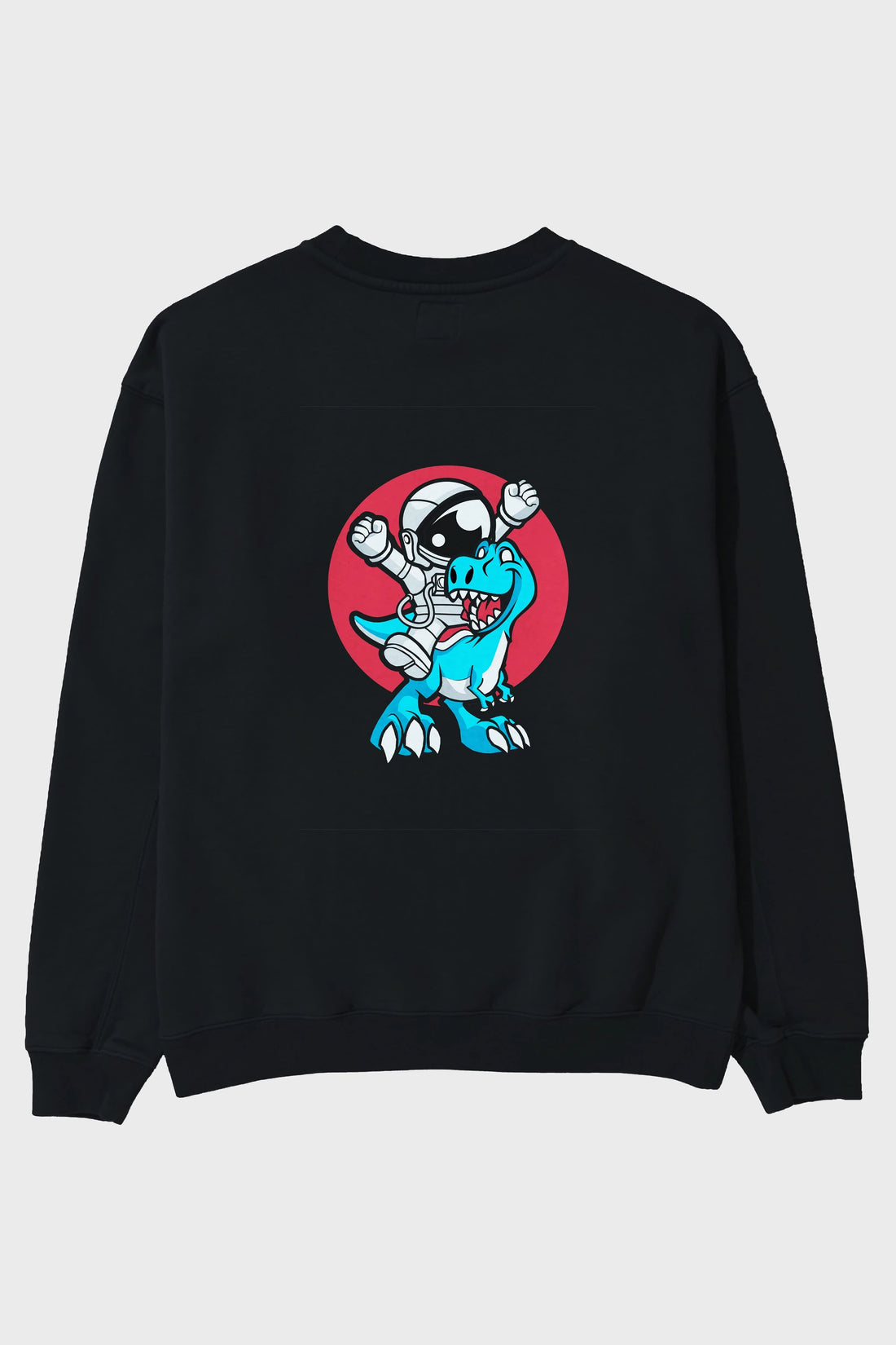 Astronaut Dino Arka Baskılı Oversize Sweatshirt Erkek Kadın Unisex