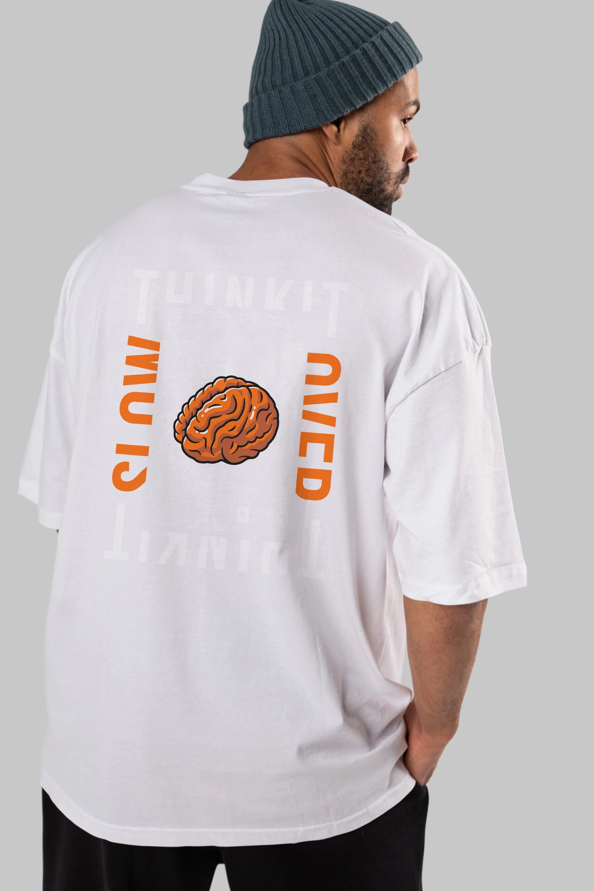 Think it Arka Baskılı Oversize t-shirt Erkek Kadın Unisex