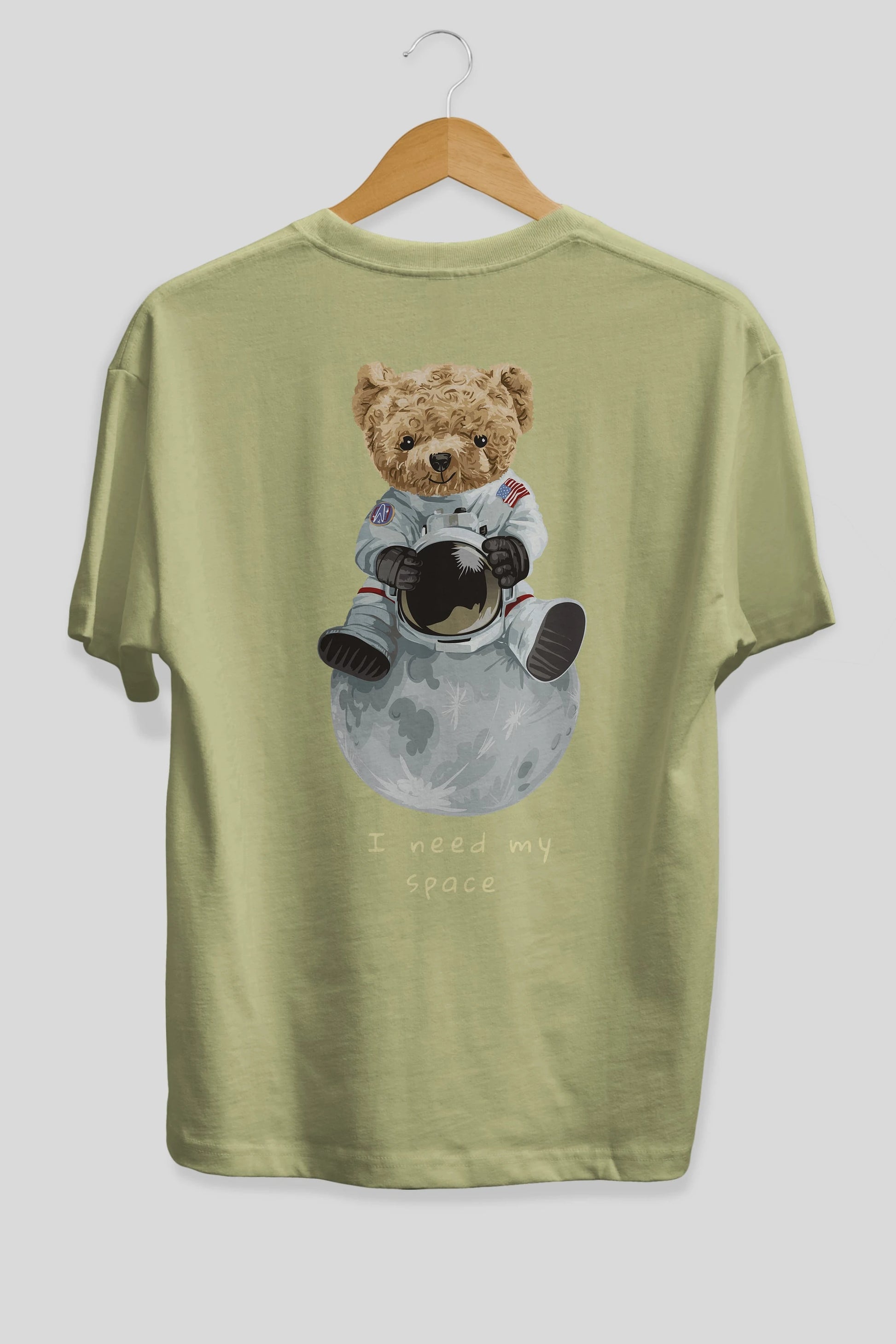 Teddy Bear I Need My Space Arka Baskılı Oversize t-shirt Erkek Kadın Unisex %100 Pamuk