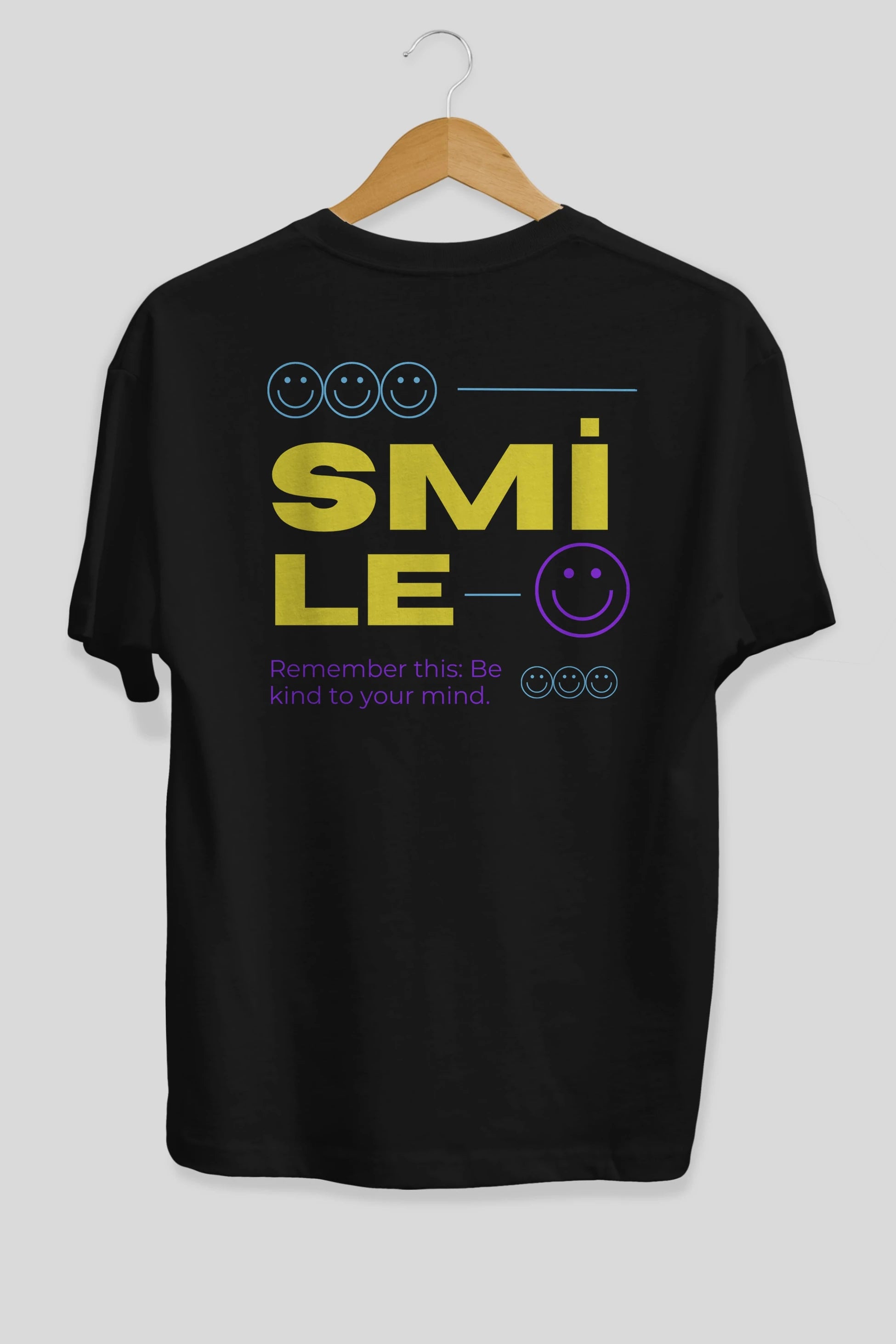 Smile Yazılı 2 Arka Baskılı Oversize t-shirt Erkek Kadın Unisex