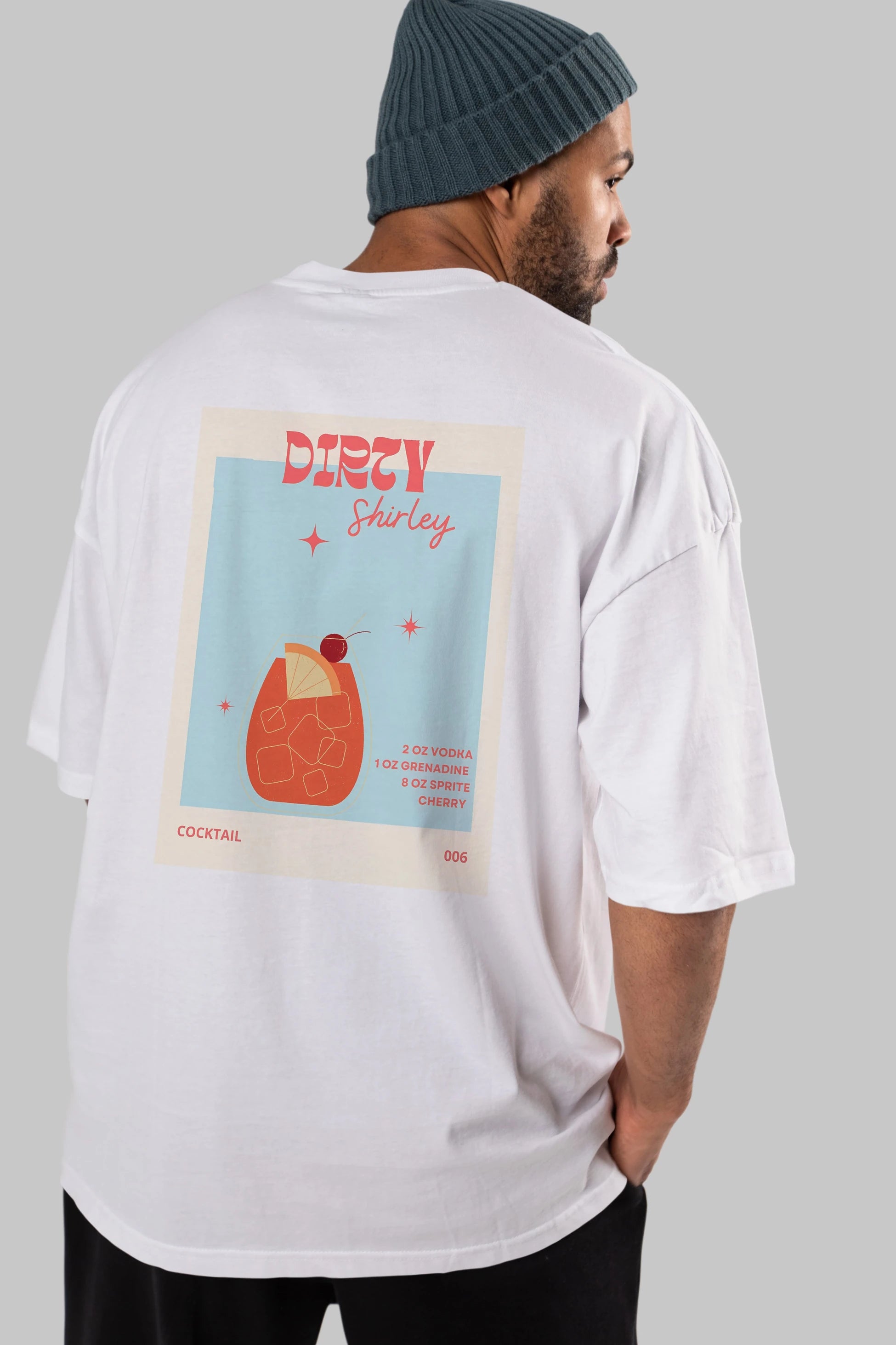 Dirty Shirley Arka Baskılı Oversize t-shirt Erkek Kadın Unisex %100 Pamuk Bisiklet Yaka tişort