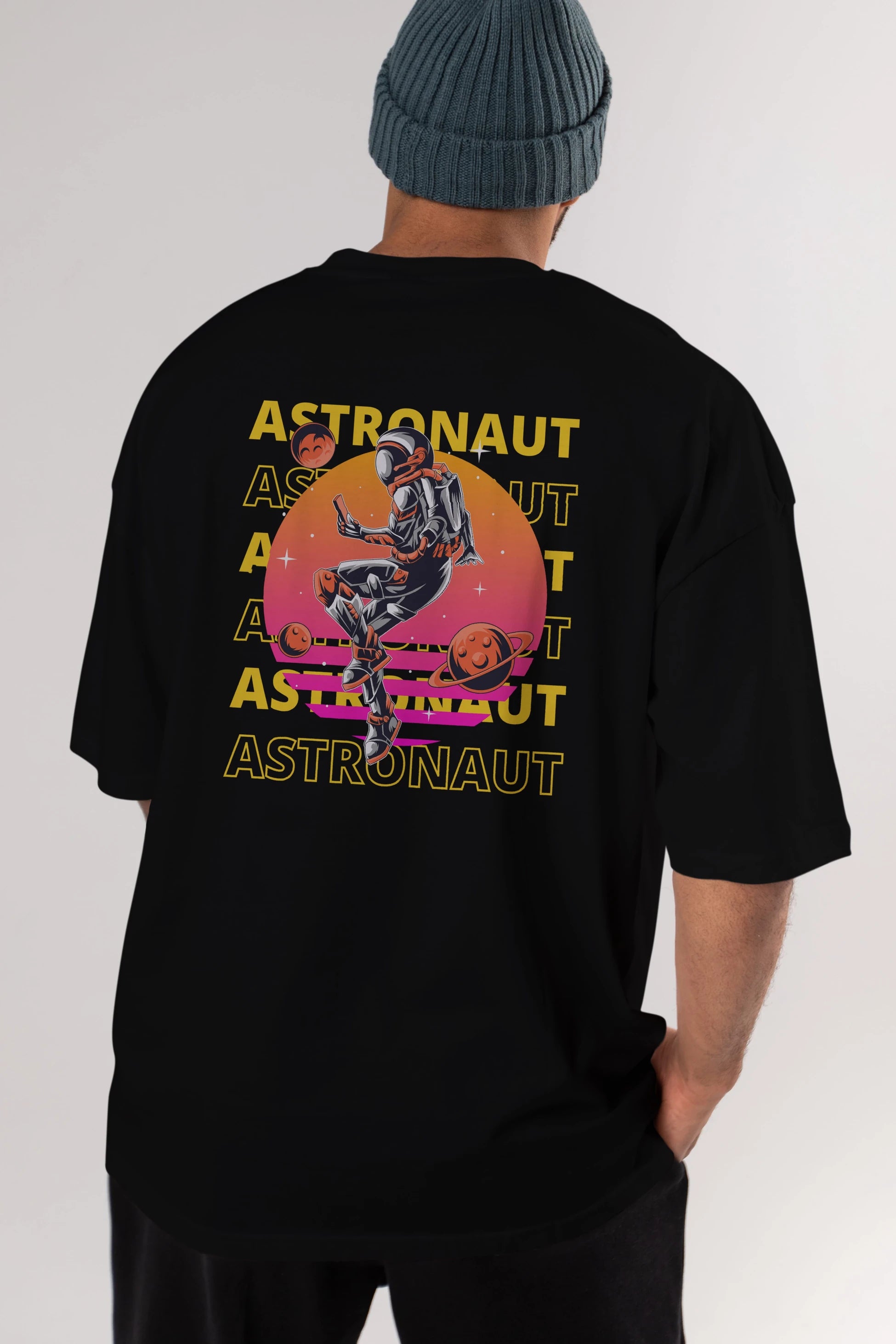 Astronaut Streetwear 2 Arka Baskılı Oversize t-shirt Erkek Kadın Unisex