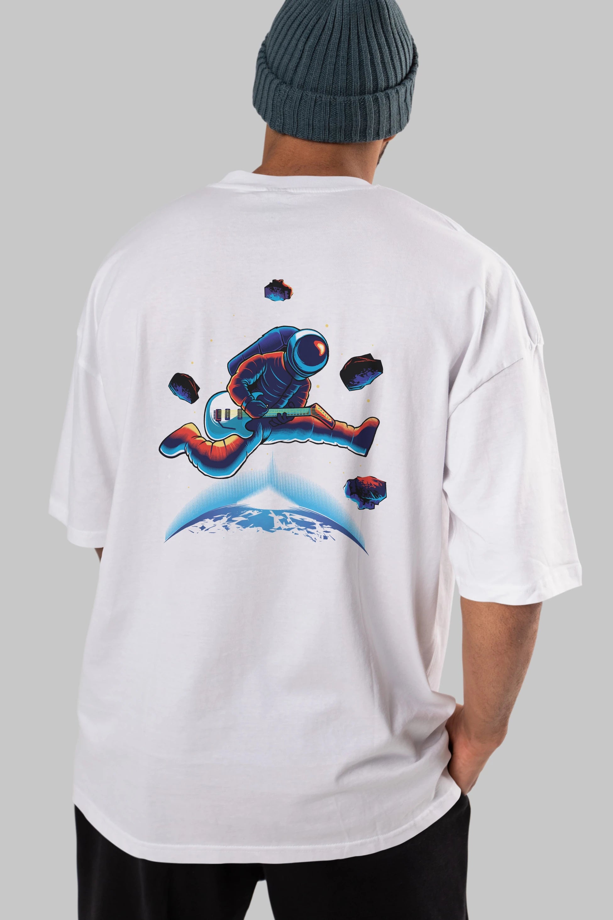 Astroguitar Arka Baskılı Oversize t-shirt Erkek Kadın Unisex