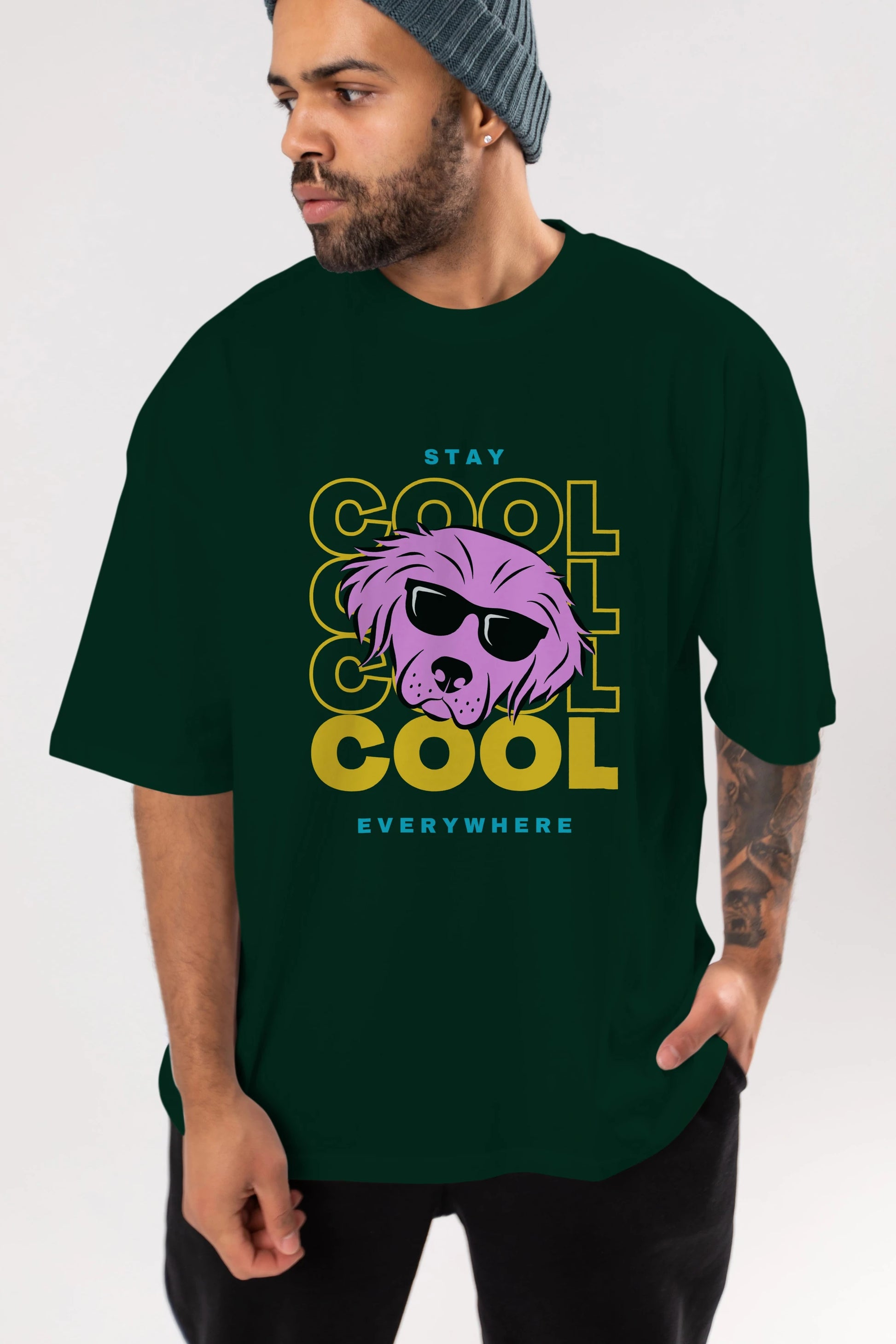 Cool Dog 2 Ön Baskılı Oversize t-shirt Erkek Kadın Unisex