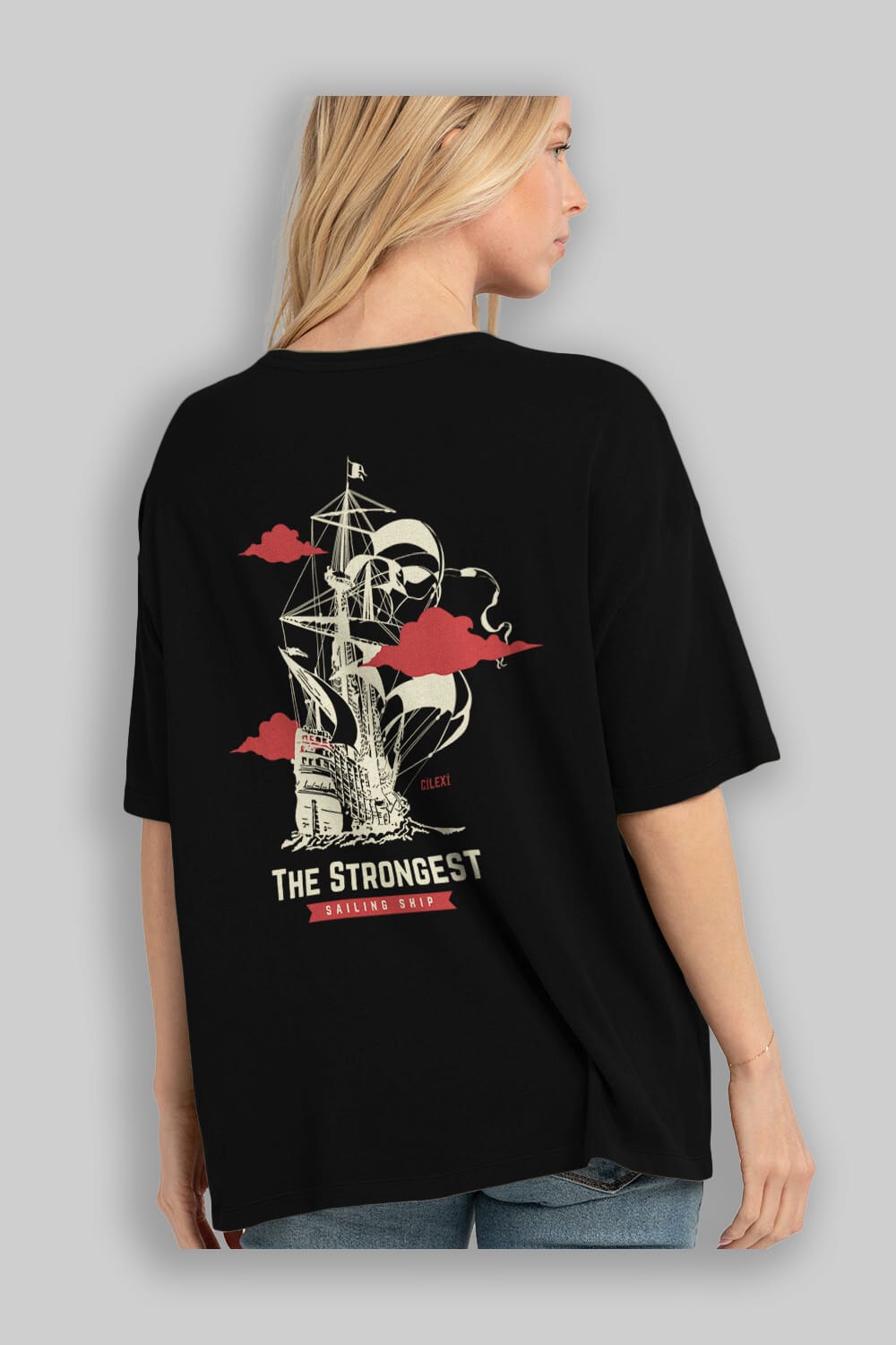 The Strongest Yazılı Arka Baskılı Oversize t-shirt Erkek Kadın Unisex