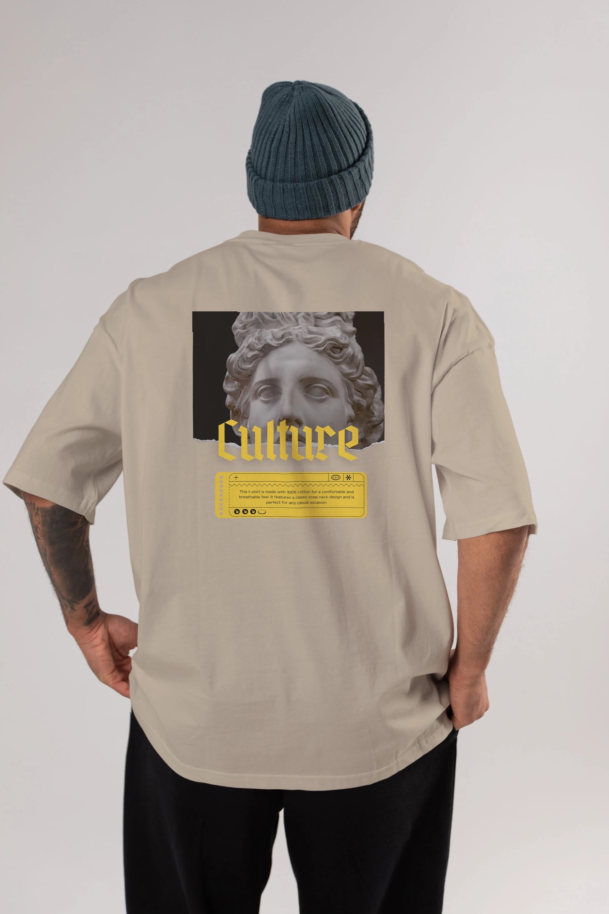 Culture Yazılı Arka Baskılı Oversize t-shirt Erkek Kadın Unisex