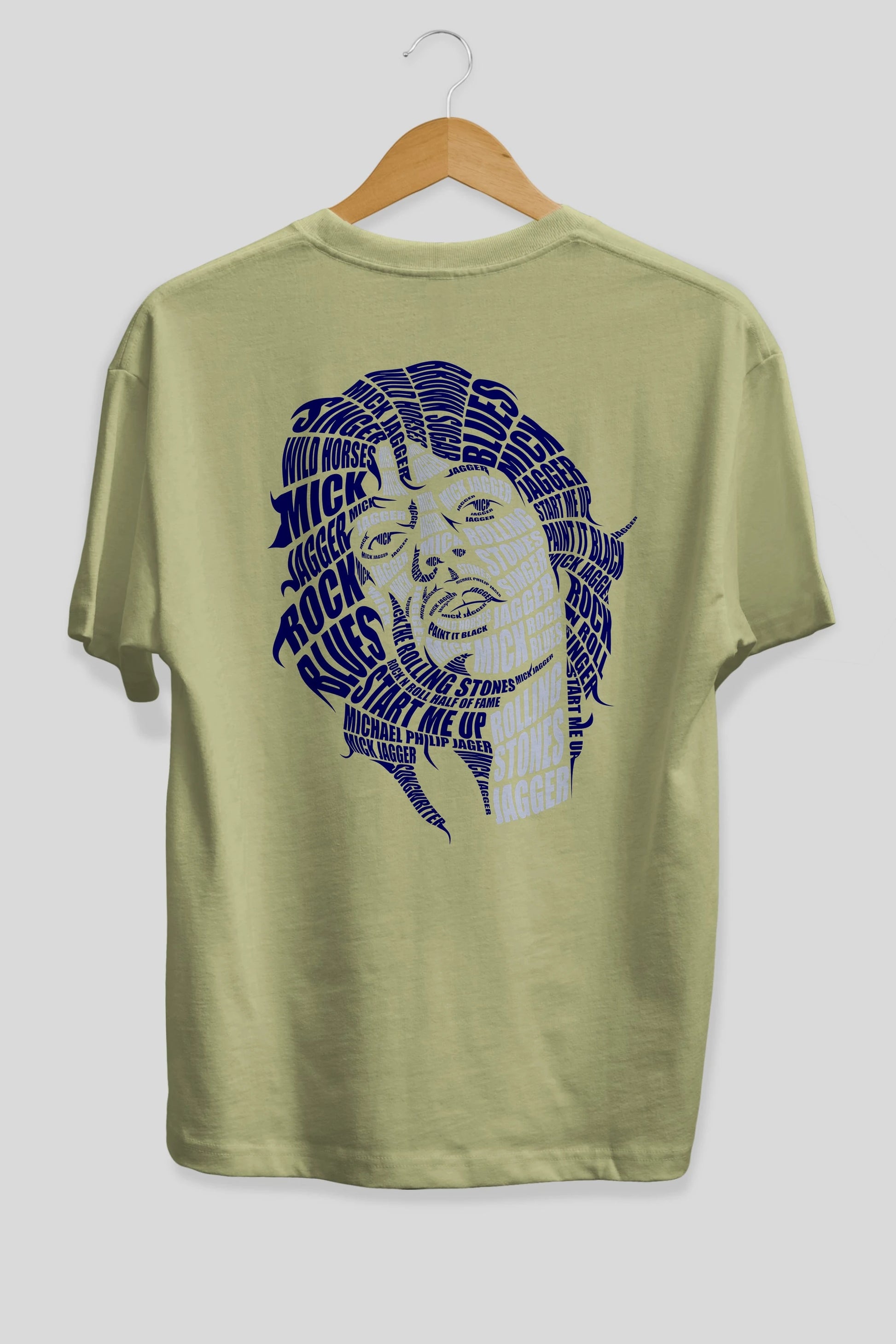Mick Jagger Calligram Arka Baskılı Oversize t-shirt %100 pamuk Erkek Kadın Unisex