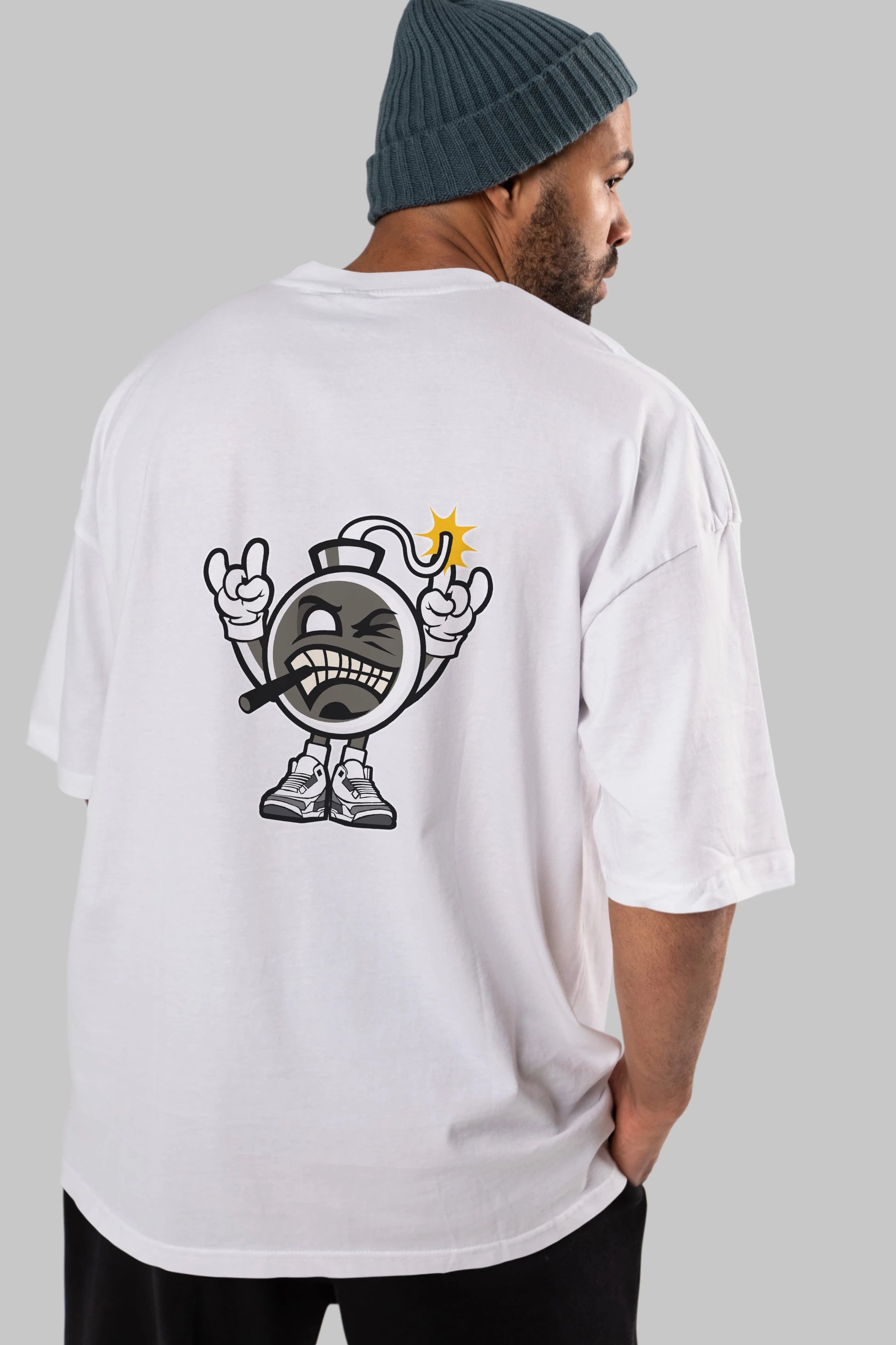 Evil Bomb Arka Baskılı Oversize t-shirt Erkek Kadın Unisex %100 Pamuk tişort