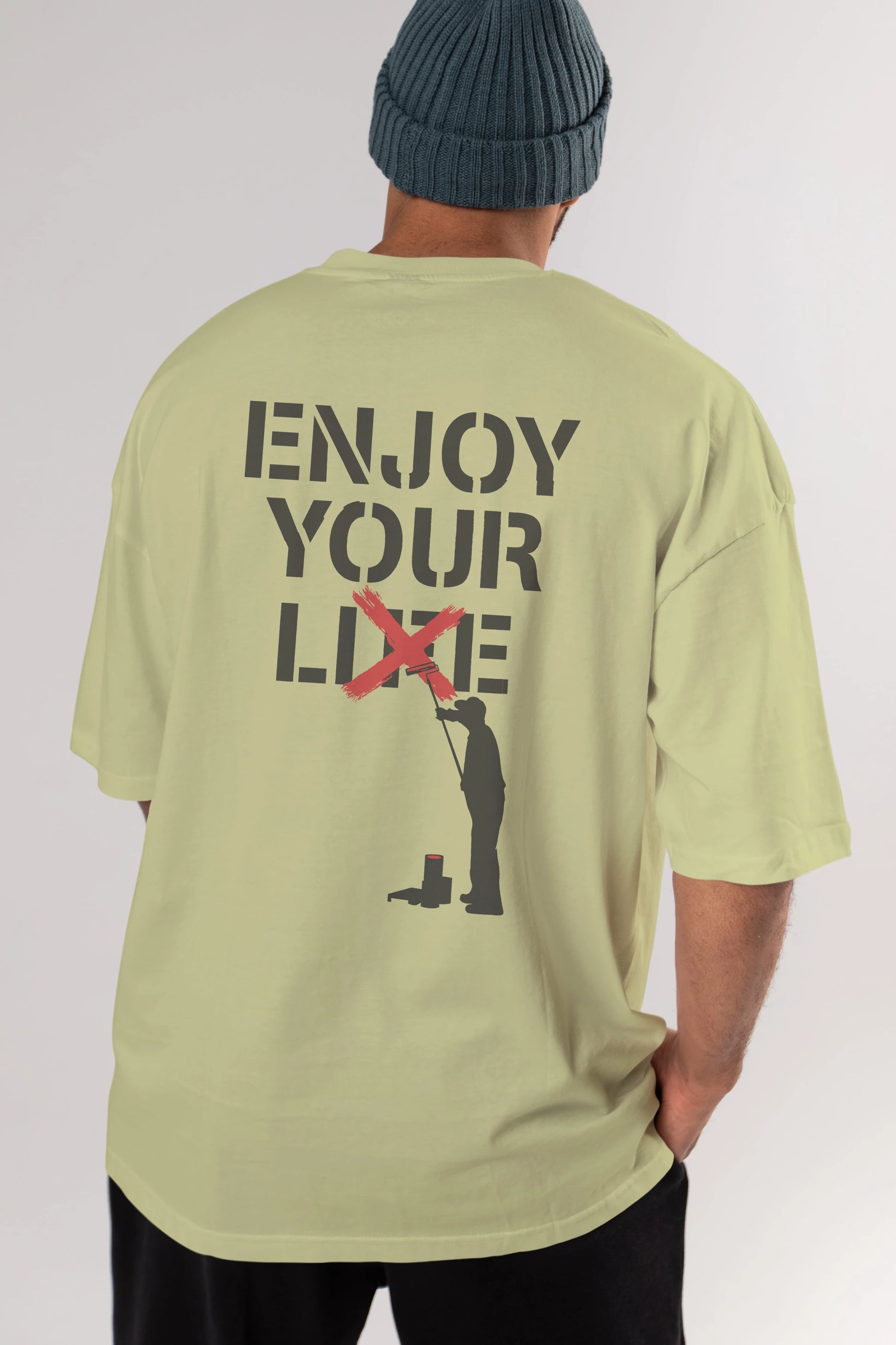 Enjoy Your Lie Arka Baskılı Oversize t-shirt %100 pamuk Erkek Kadın Unisex