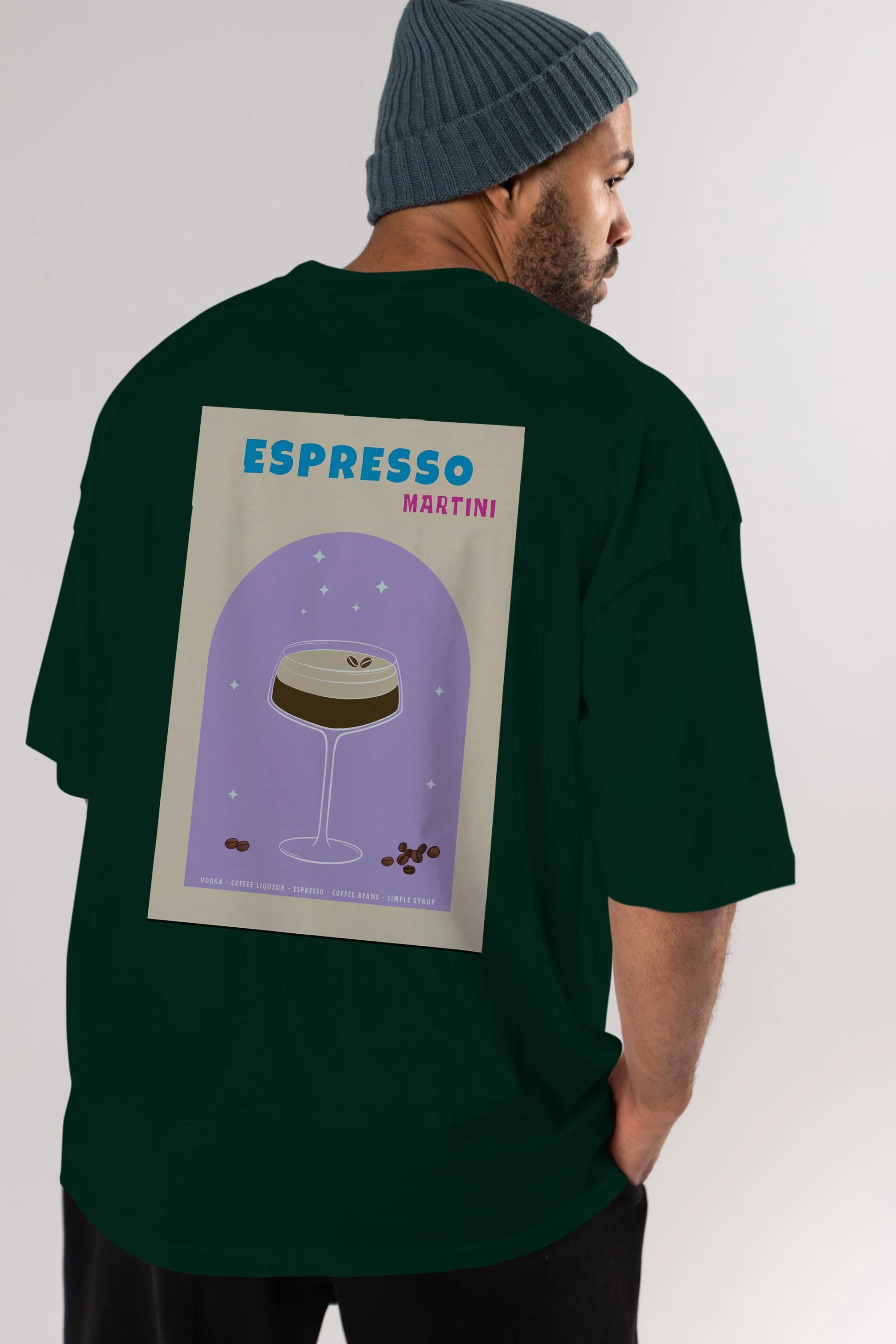 Espresso Martini 5 Arka Baskılı Oversize t-shirt Erkek Kadın Unisex %100 Pamuk Bisiklet Yaka tişort