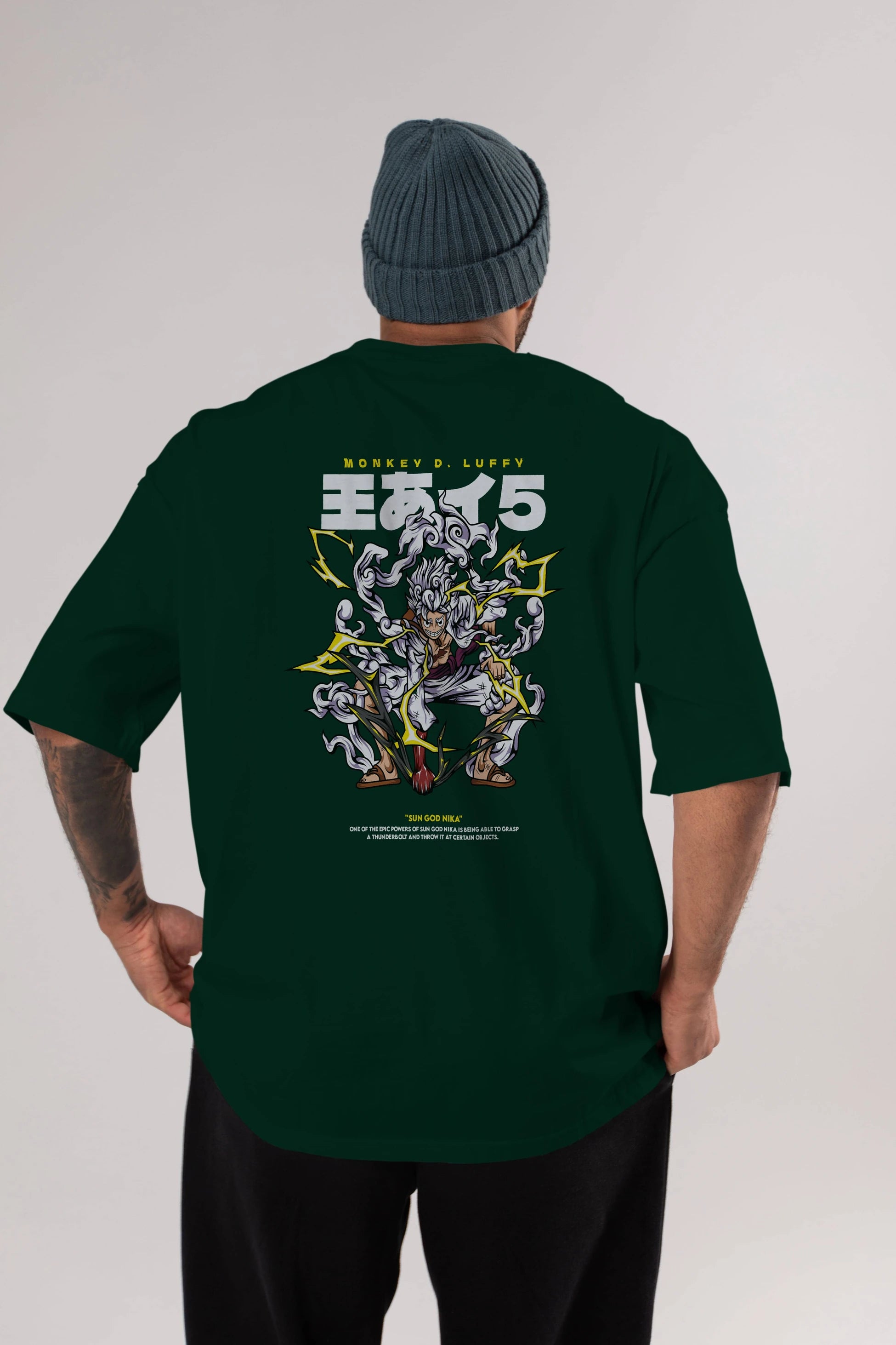Monkey D. Luffy GEAR5 1 Anime Arka Baskılı Oversize t-shirt Erkek Kadın Unisex