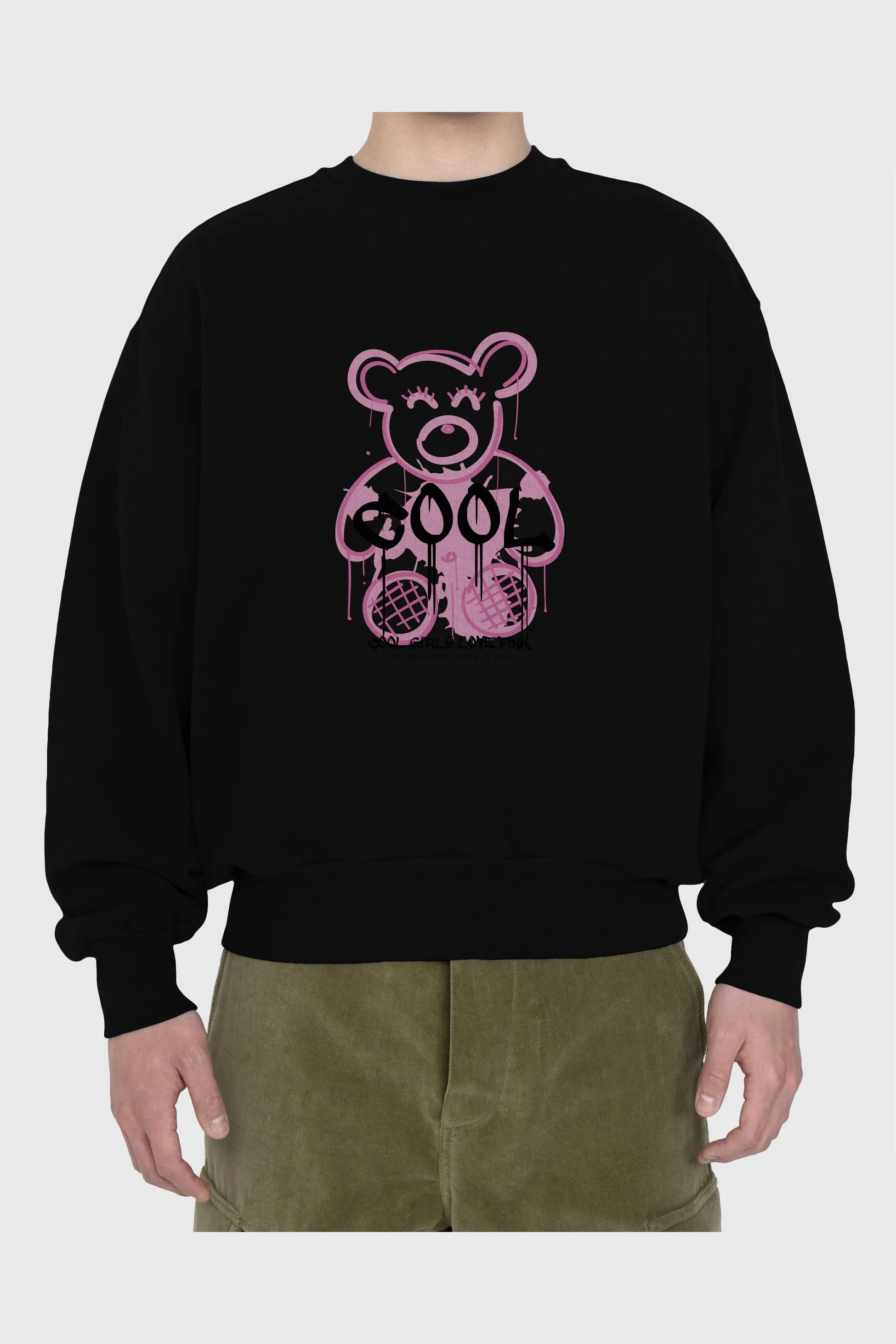Cool Bear Ön Baskılı Oversize Sweatshirt Erkek Kadın Unisex