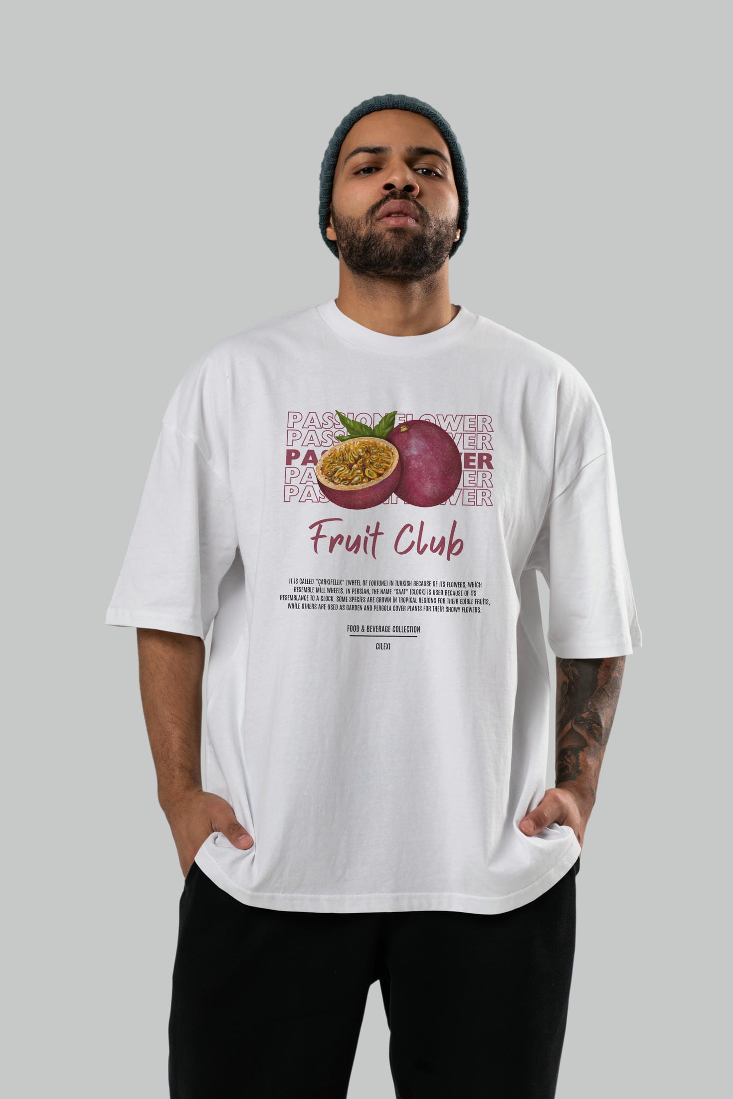 Passionflower Ön Baskılı Oversize t-shirt Erkek Kadın Pamuk Bisiklet Yaka tişort