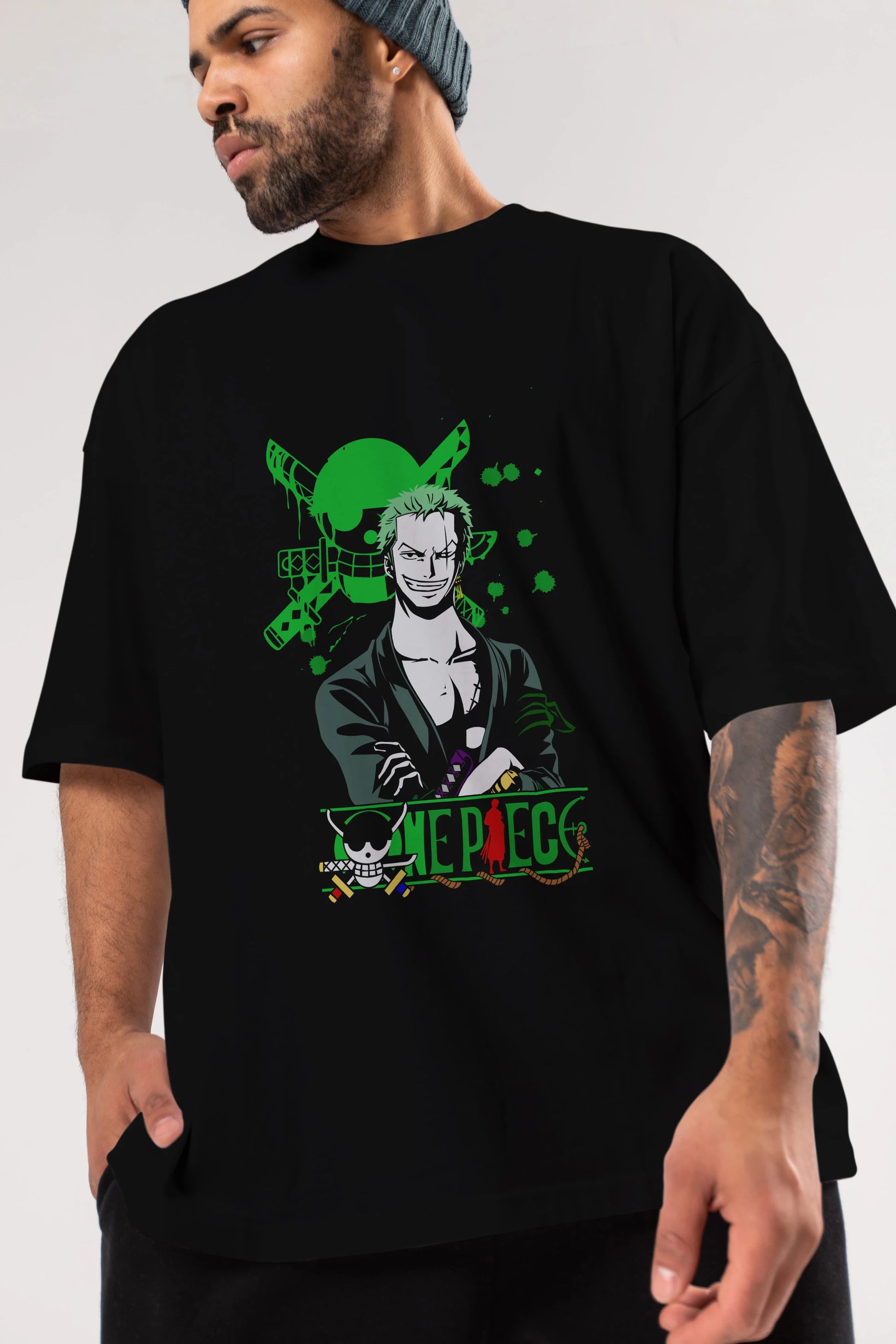 Roronoa Zoro 2 Anime Ön Baskılı Oversize t-shirt Erkek Kadın Unisex