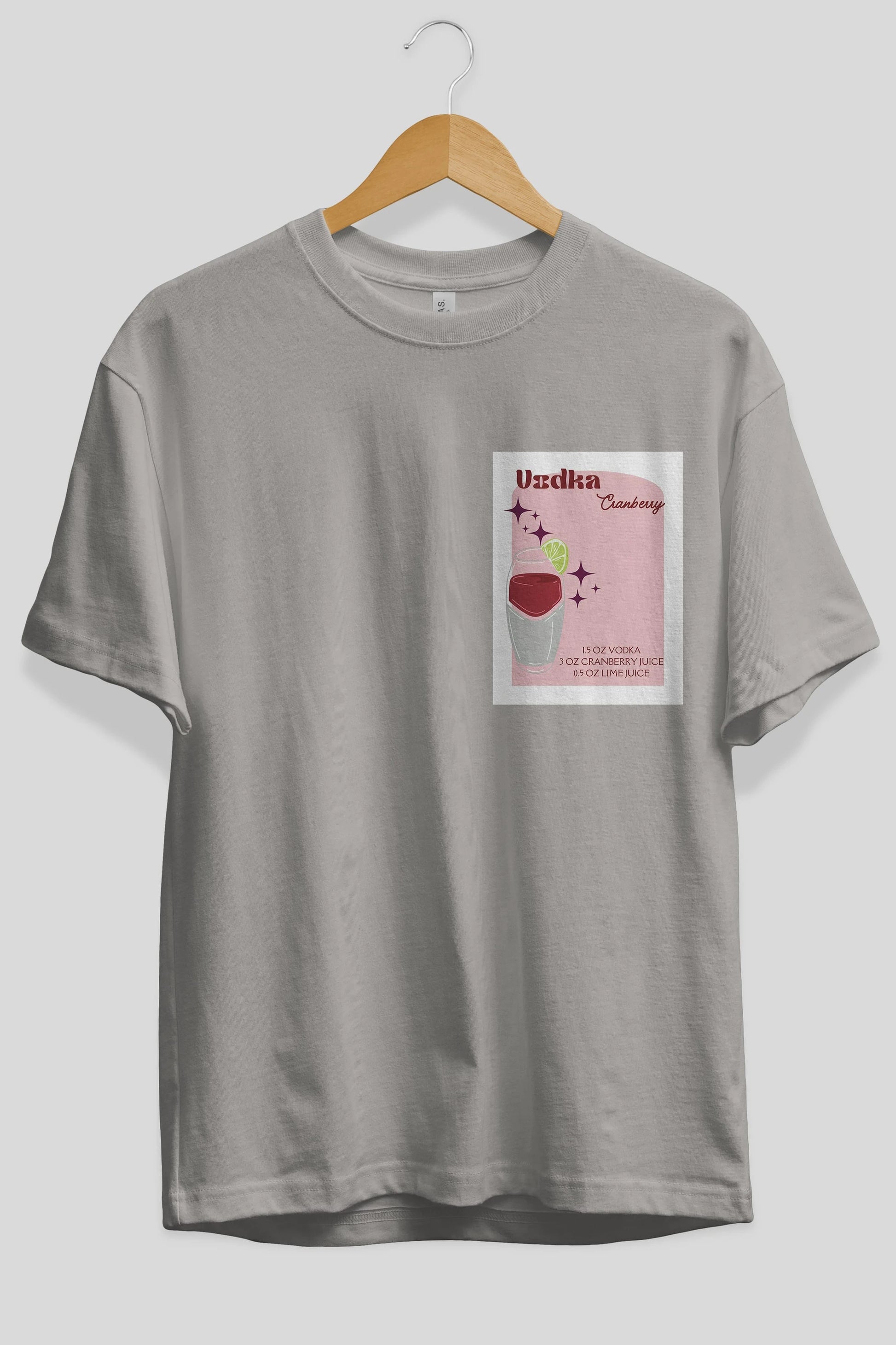 Vodka Cranberry 2 Ön Sol Baskılı Oversize t-shirt Erkek Kadın Unisex %100 Pamuk Bisiklet Yaka tişort