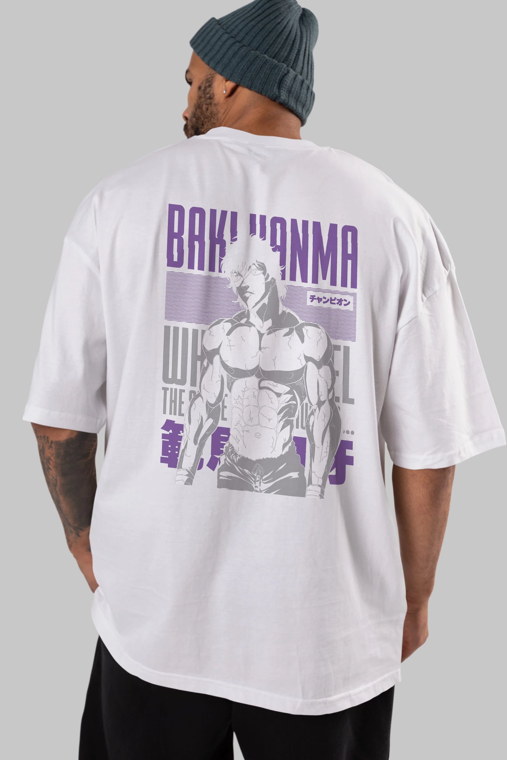 BAKI HANMA (2) Anime Arka Baskılı Oversize t-shirt Erkek Kadın Unisex