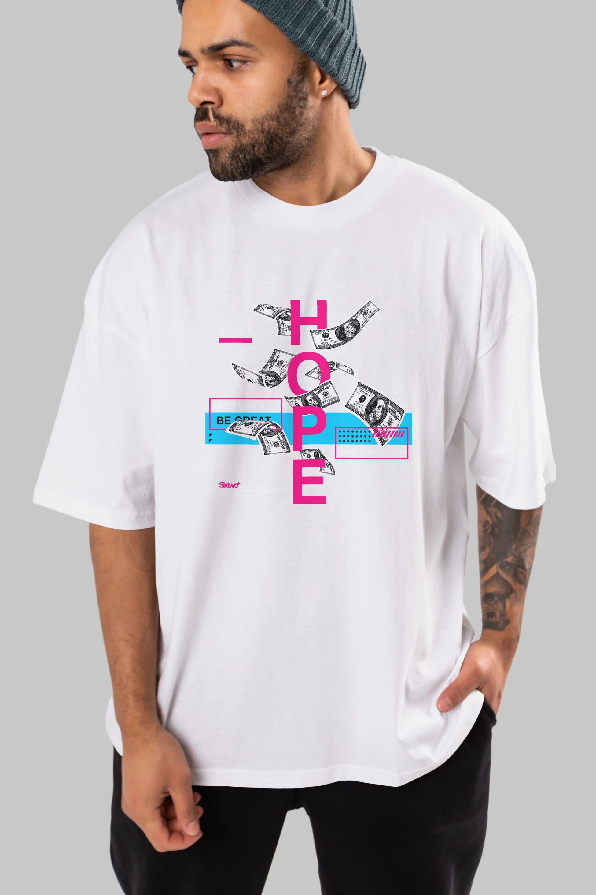 Hope Ön Baskılı Oversize t-shirt Erkek Kadın Unisex
