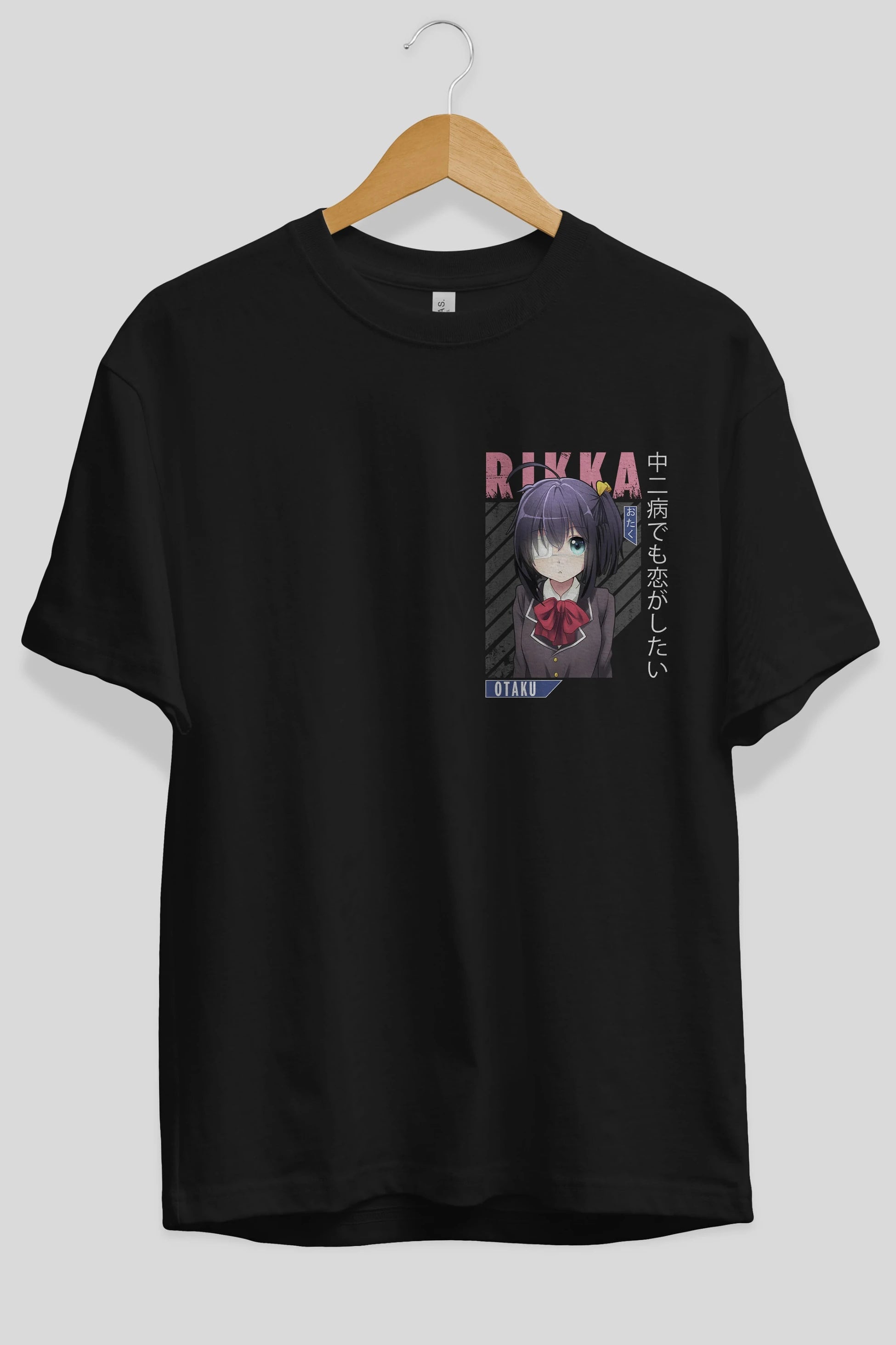 Rikka Takanashi 9 Ön Sol Baskılı Oversize t-shirt Erkek Kadın Unisex %100 Pamuk Bisiklet Yaka tişort