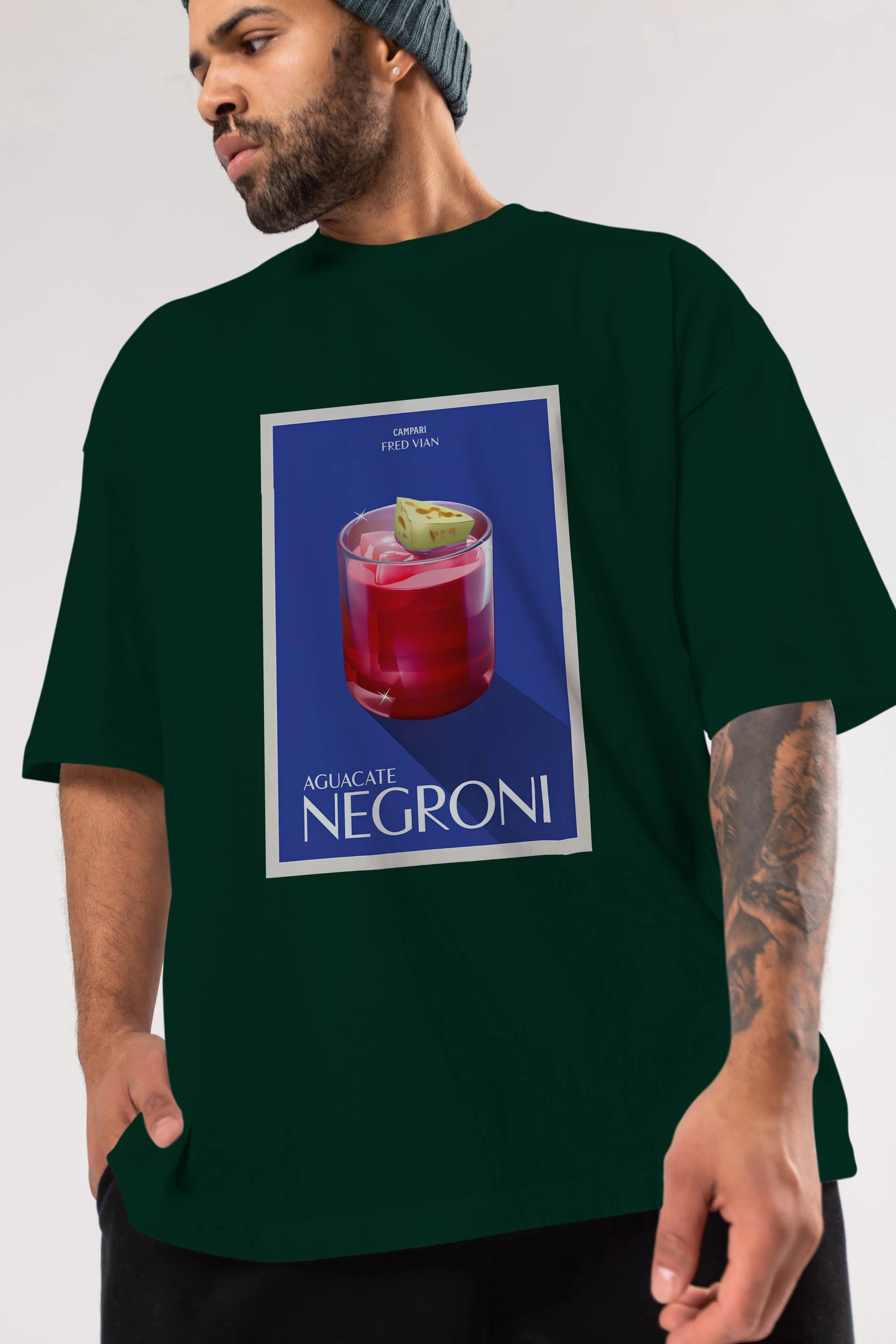 Aguacate Negroni Ön Baskılı Oversize t-shirt Erkek Kadın Unisex %100 Pamuk Bisiklet Yaka tişort