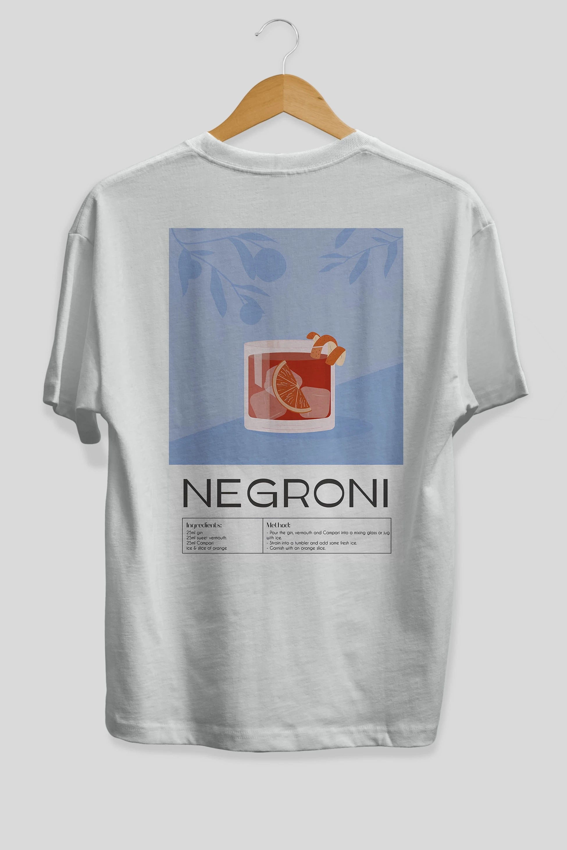 Negroni Arka Baskılı Oversize t-shirt Erkek Kadın Unisex %100 Pamuk Bisiklet Yaka tişort