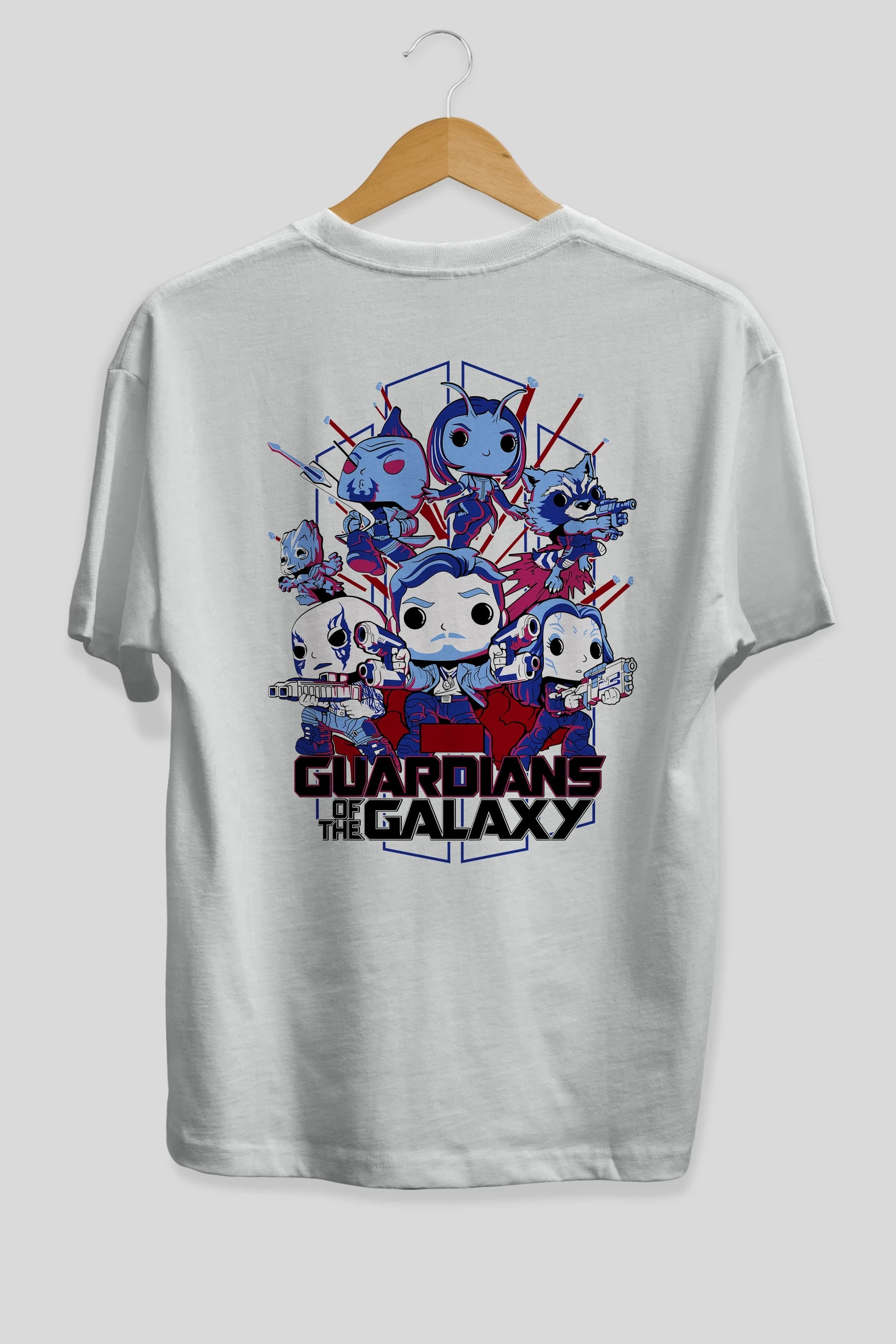 Guardians of the Galaxy Arka Baskılı Oversize t-shirt Erkek Kadın Unisex %100 Pamuk Bisiklet Yaka tişort