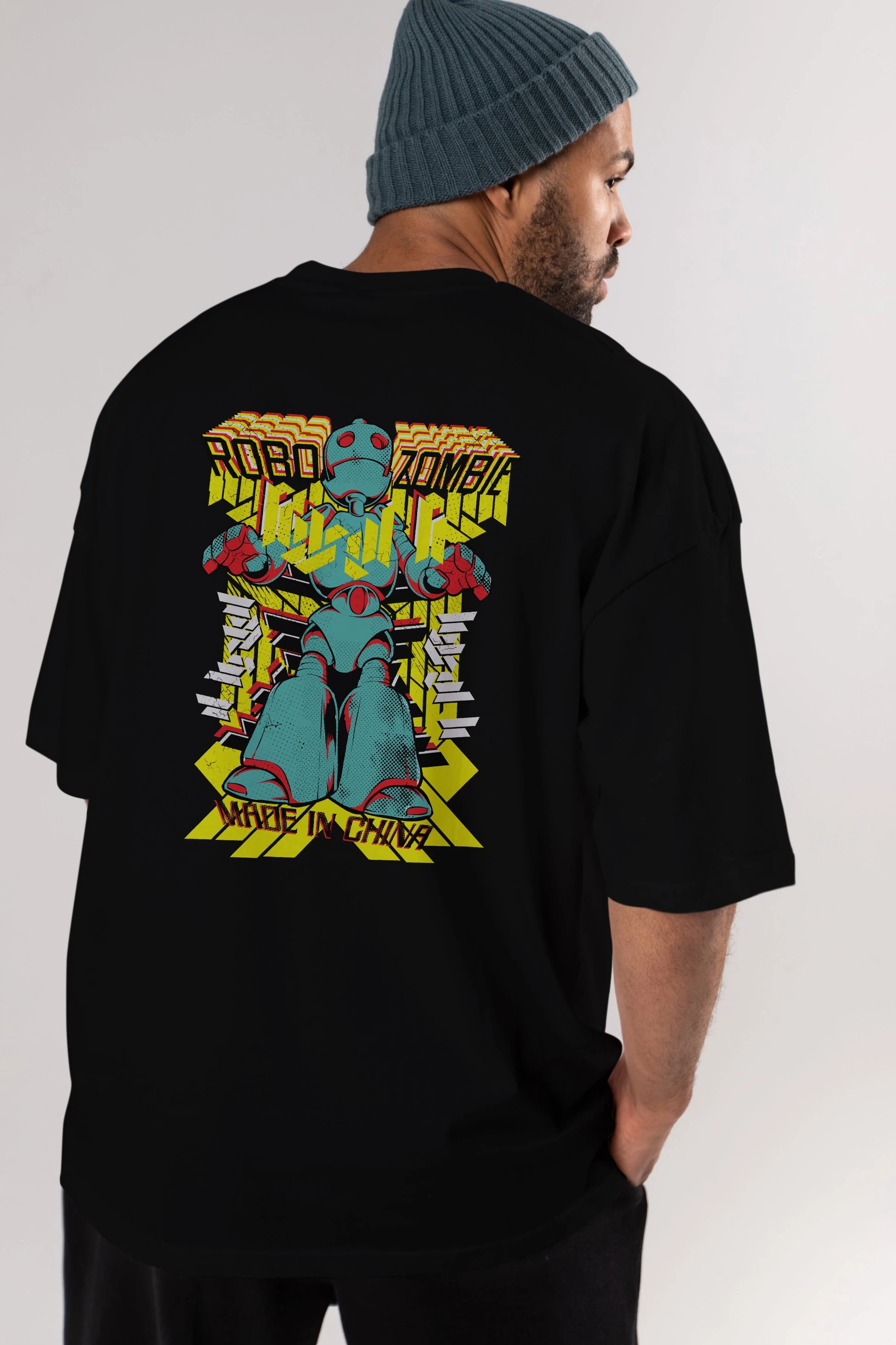 Robo Zombie Arka Baskılı Oversize t-shirt Erkek Kadın Unisex